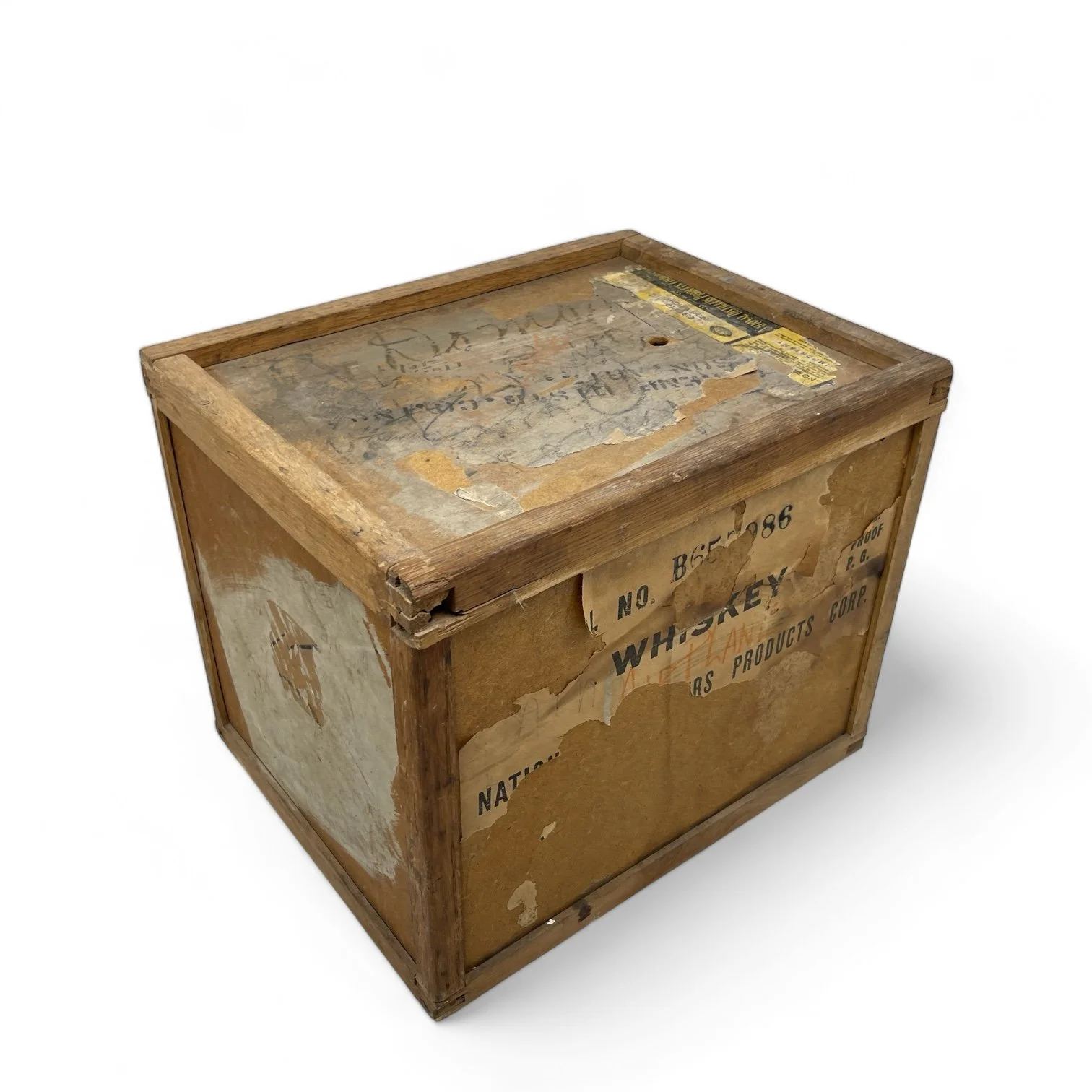 Vintage whiskey wooden box with lid by National Distillers Products Corporation, Louisville, KY