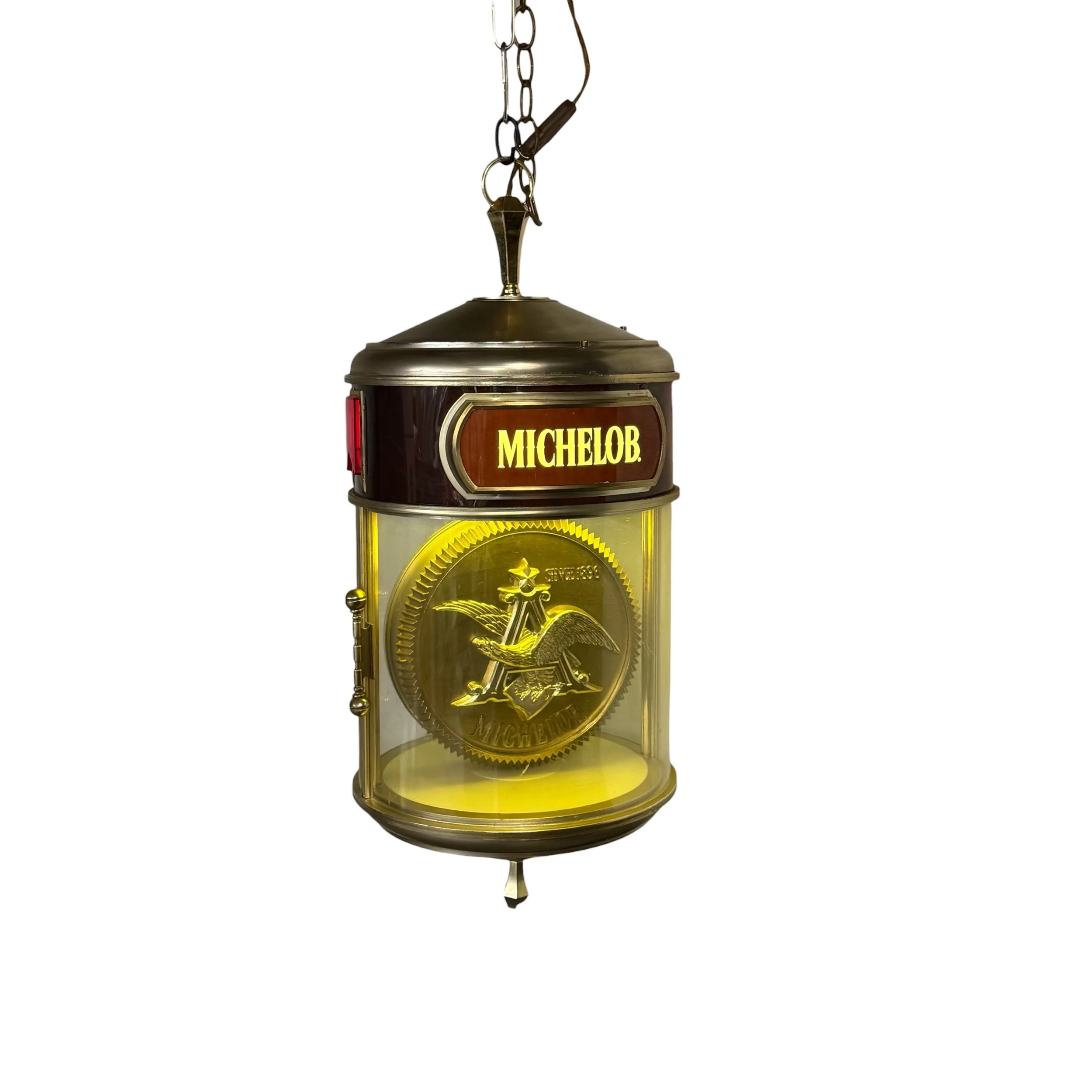 vintage Michelob hanging pendant light - retro 70s bar, pub, tavern decor