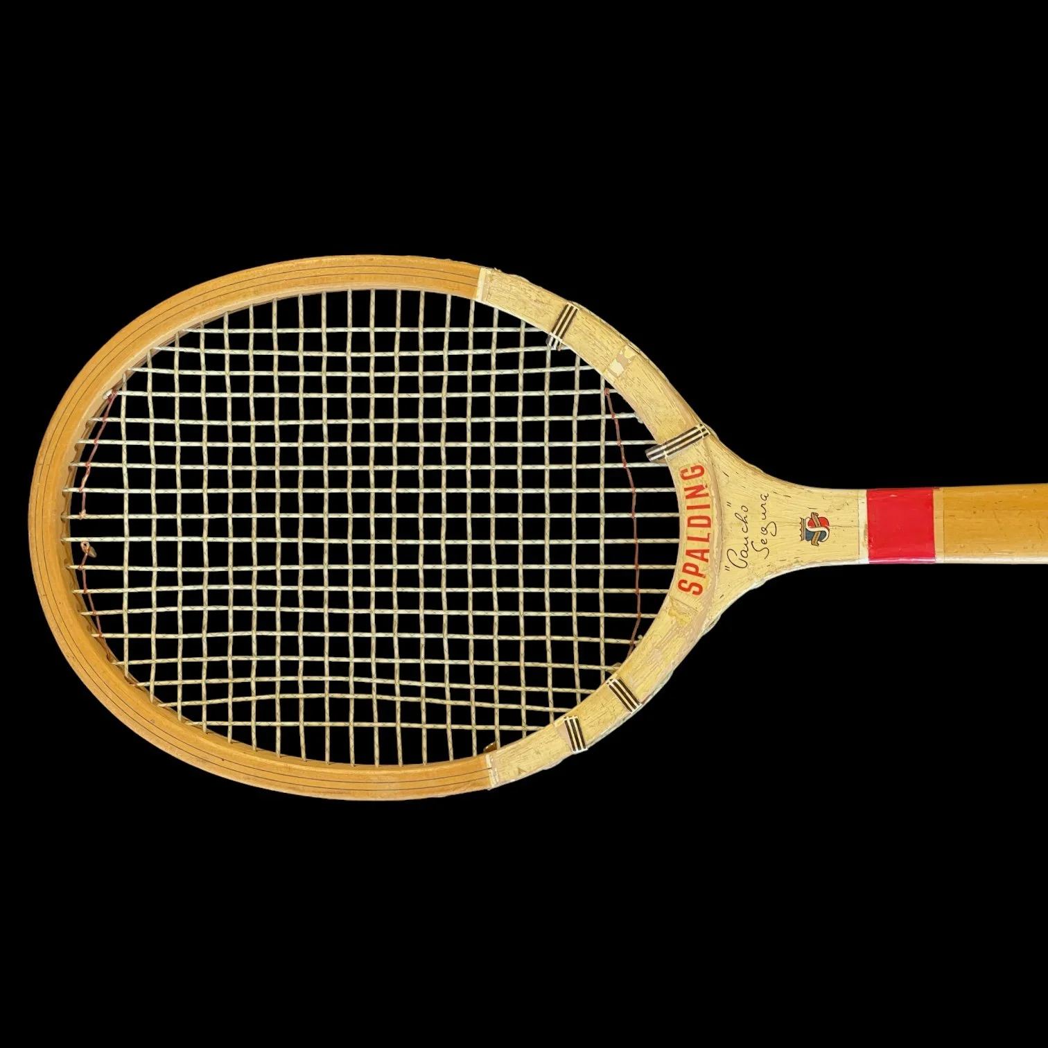 Vintage Wooden Tennis Racket Pair, Spalding Fast Flite, Paucho Segura Special Model with racket press, sports collectible game room decor.