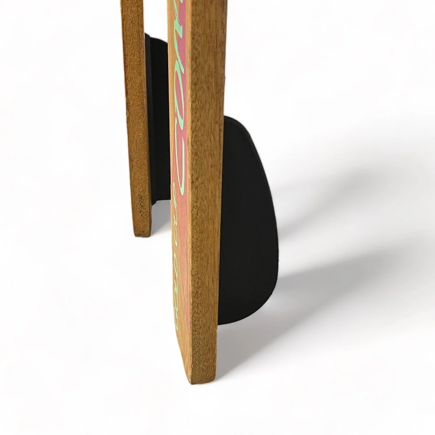 Close up view of fins on a pair of vintage wooden water skis - Nash Gold Cup Combo.