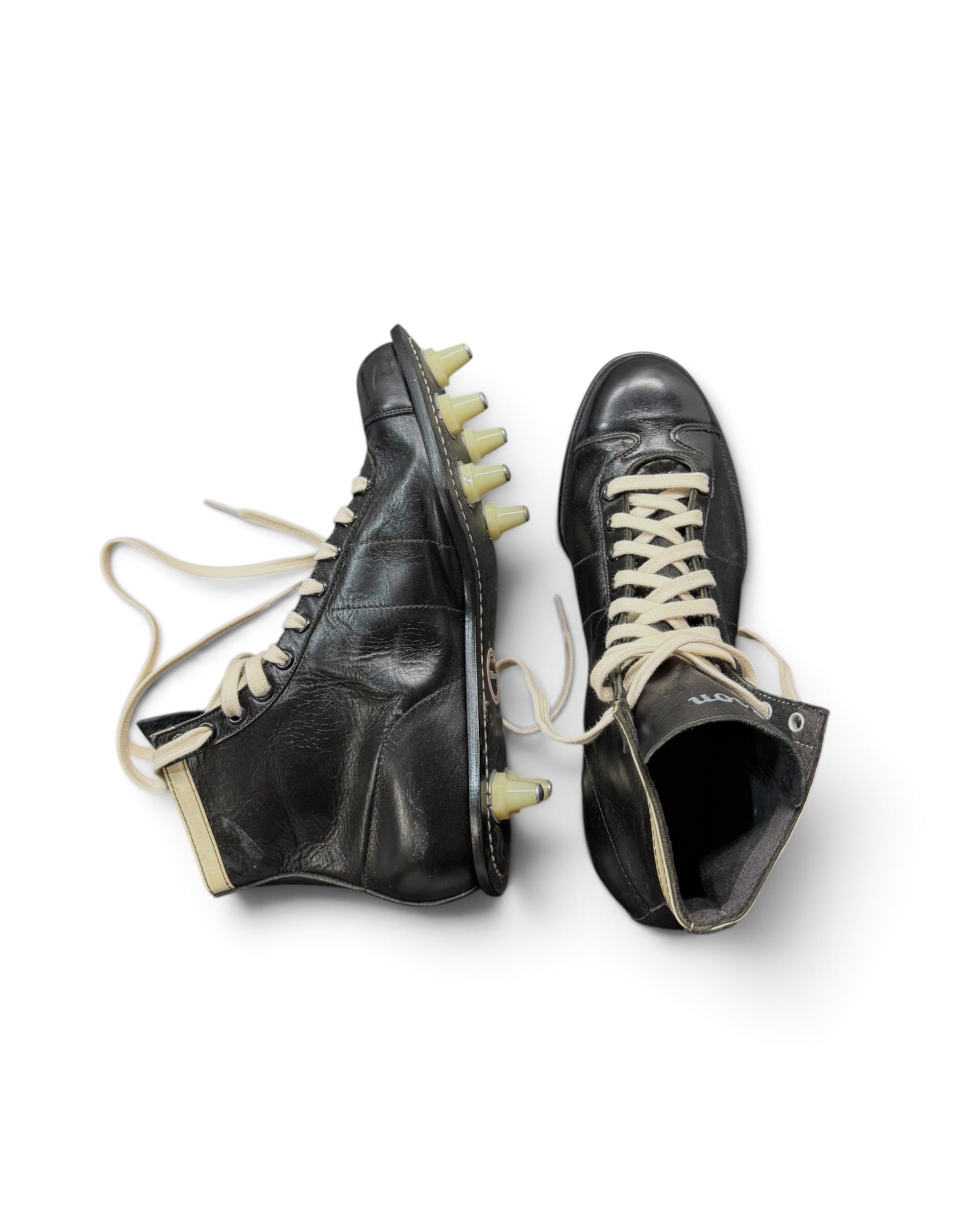 vintage black leather football cleats by Wilson NOS - Modern Artifact DecorPhotoroom_20260815_175010.JPG