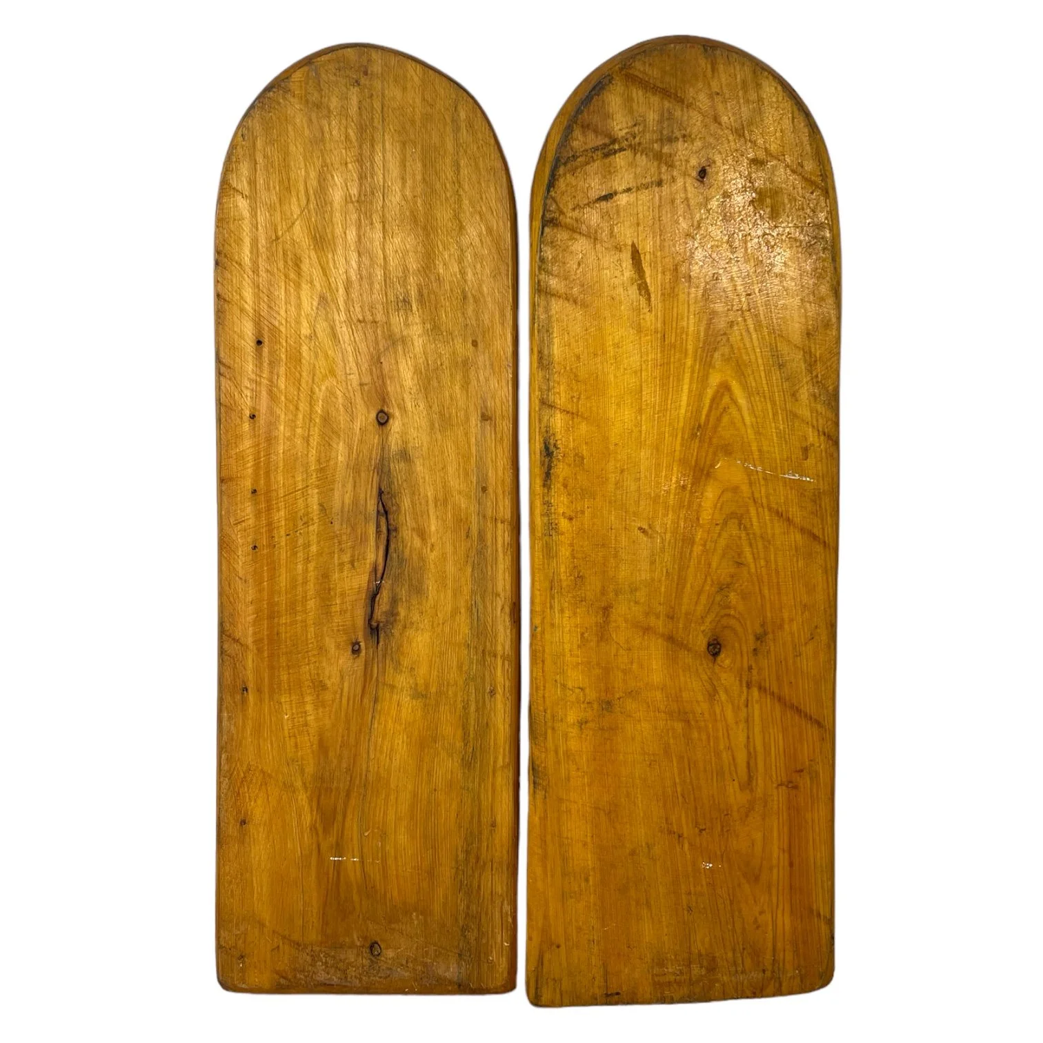 Vintage pair of Cypress Gardens trick wooden water skis, 19 3/4 inches with bindings.