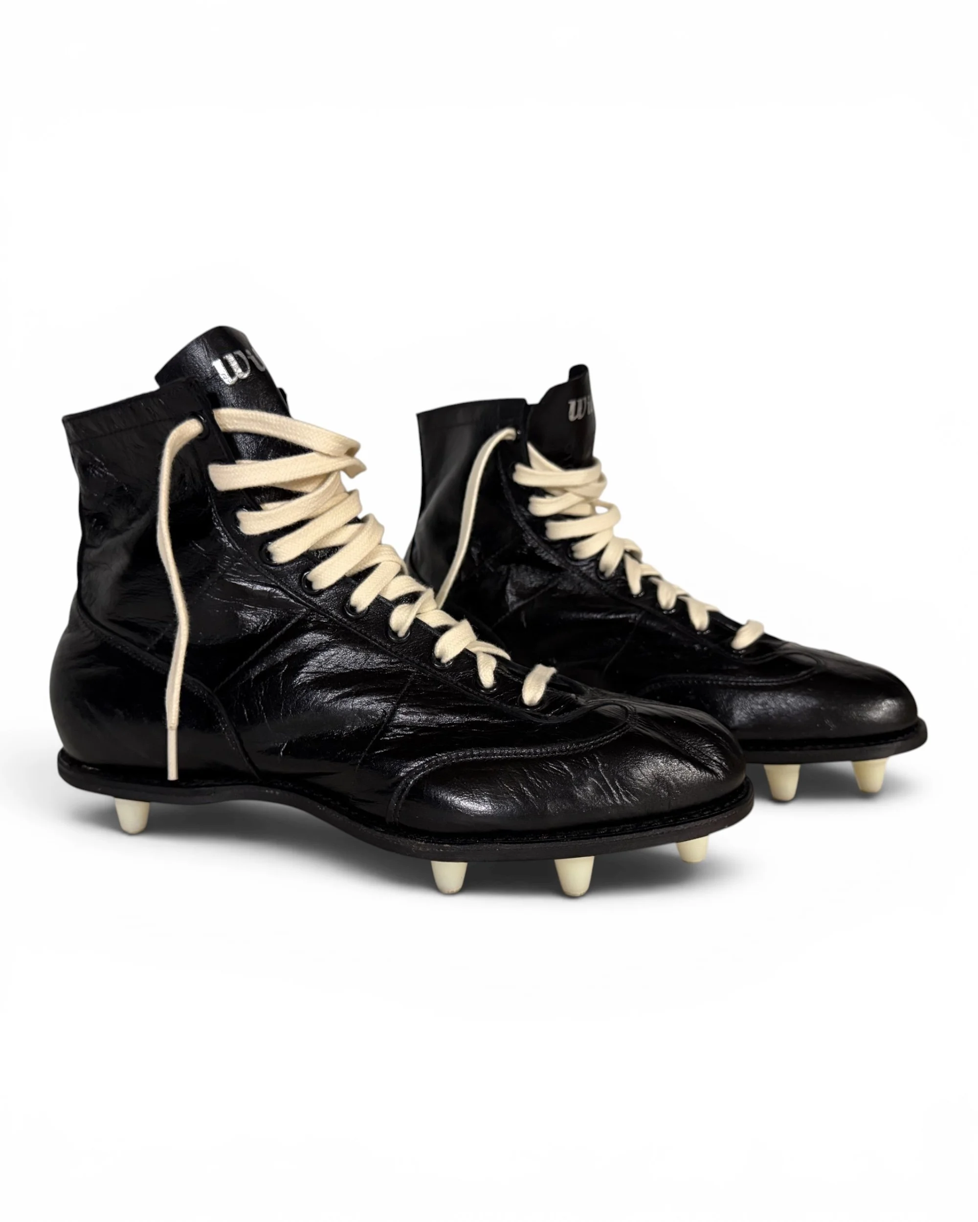 vintage black football shoes gridiron decor