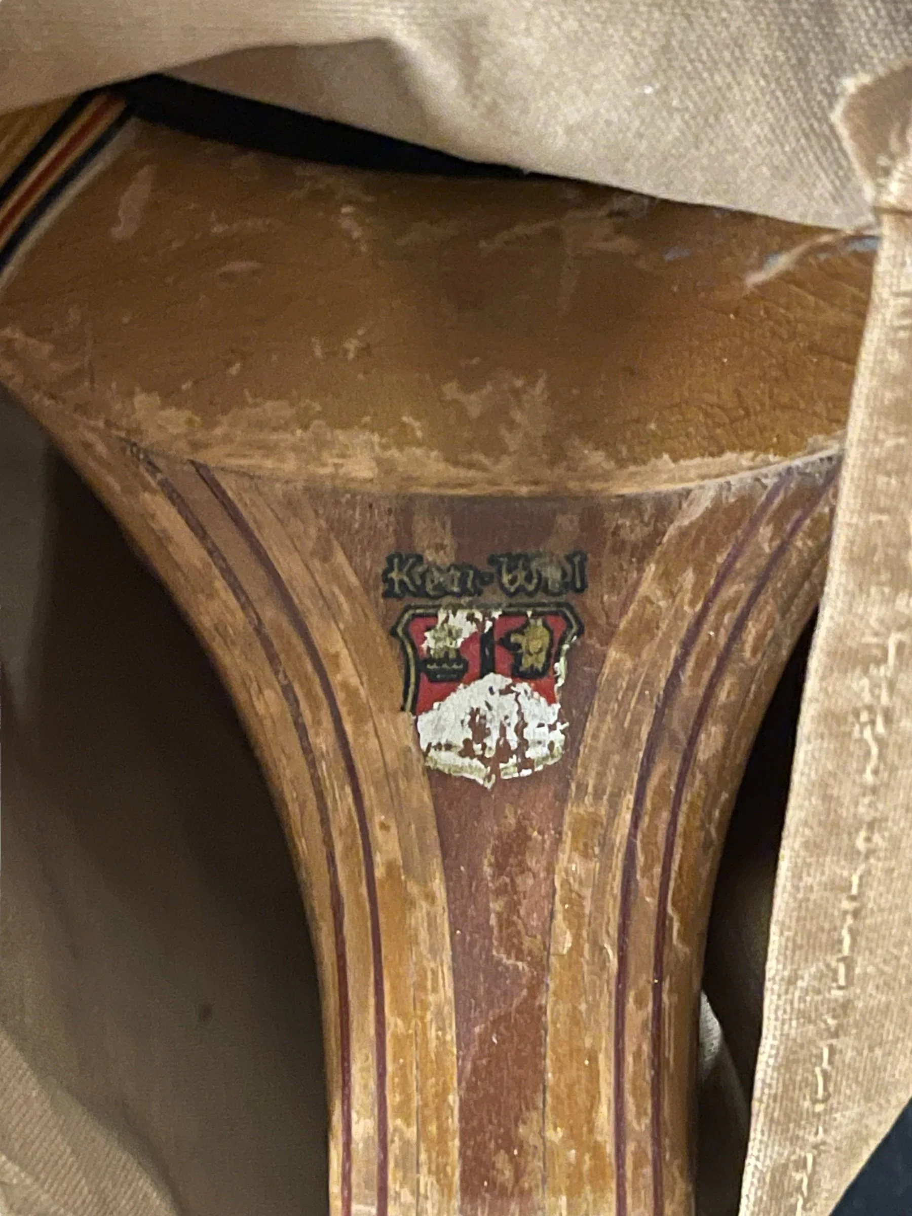 Vintage pair of wooden tennis rackets by Wright & Ditson and Playrite with wood press and canvas covers.