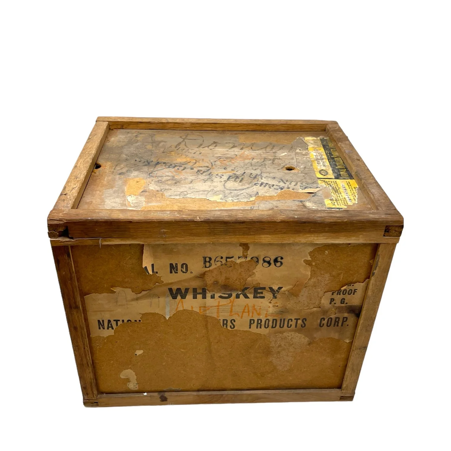 Vintage whiskey wooden box with lid by National Distillers Products Corporation, Louisville, KY