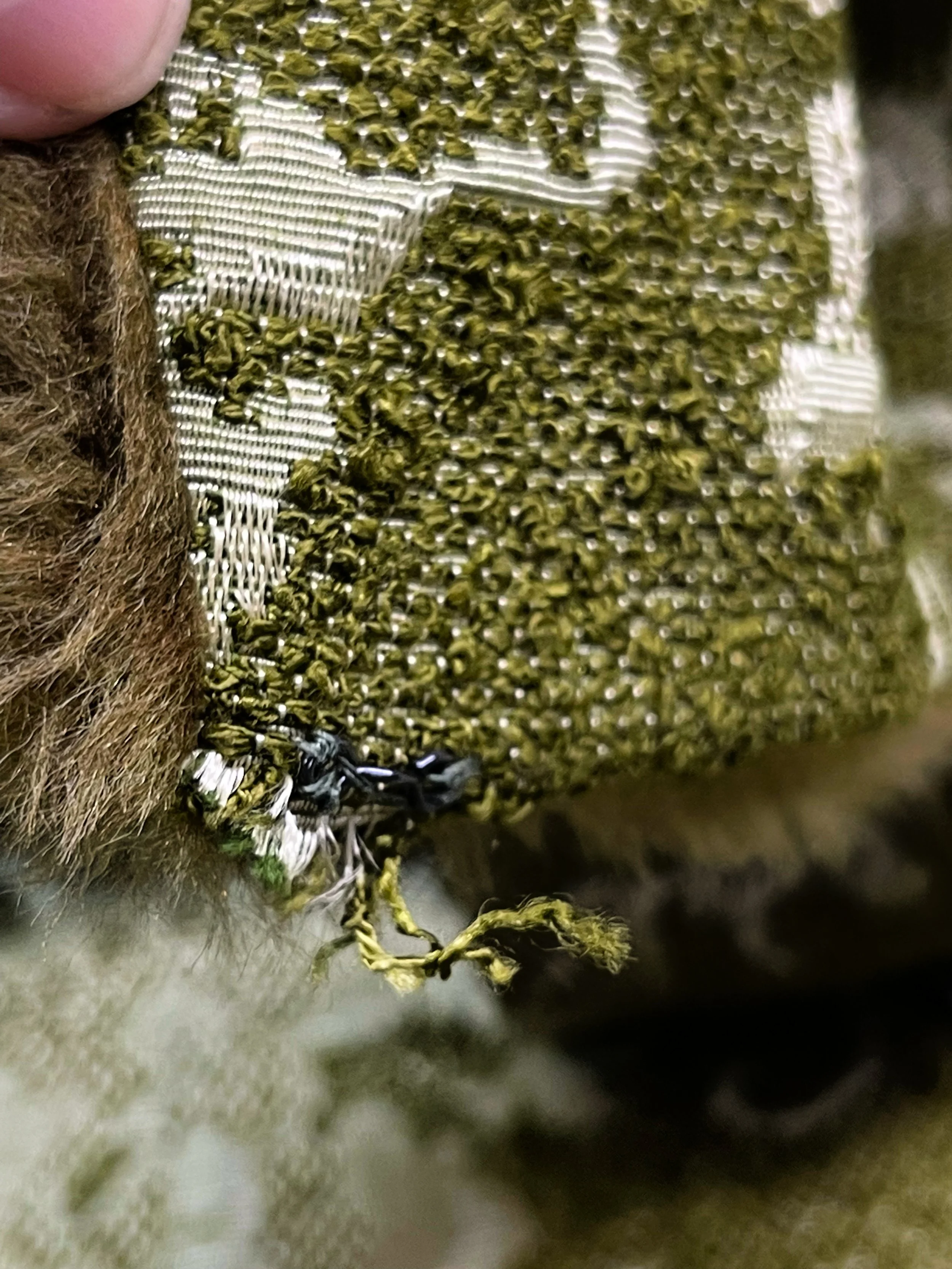 Vintage 1960s women's Westwear jacket in green floral tapestry, classic ranch style with button front closure, fully lined, front pockets, and western yoke detailing.