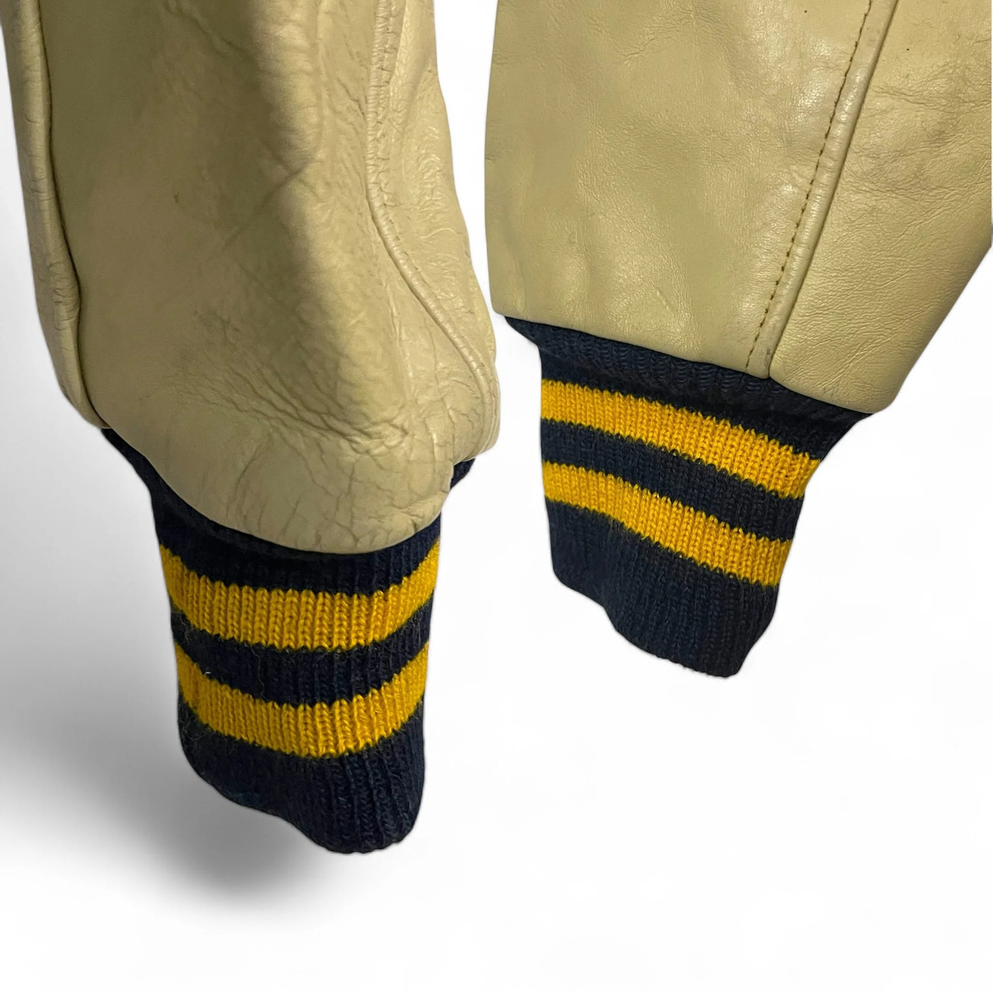 Vintage basketball letterman jacket, personalized, 1970s, blue yellow, leather and wool, East Haven, league champs, Bicentennial.