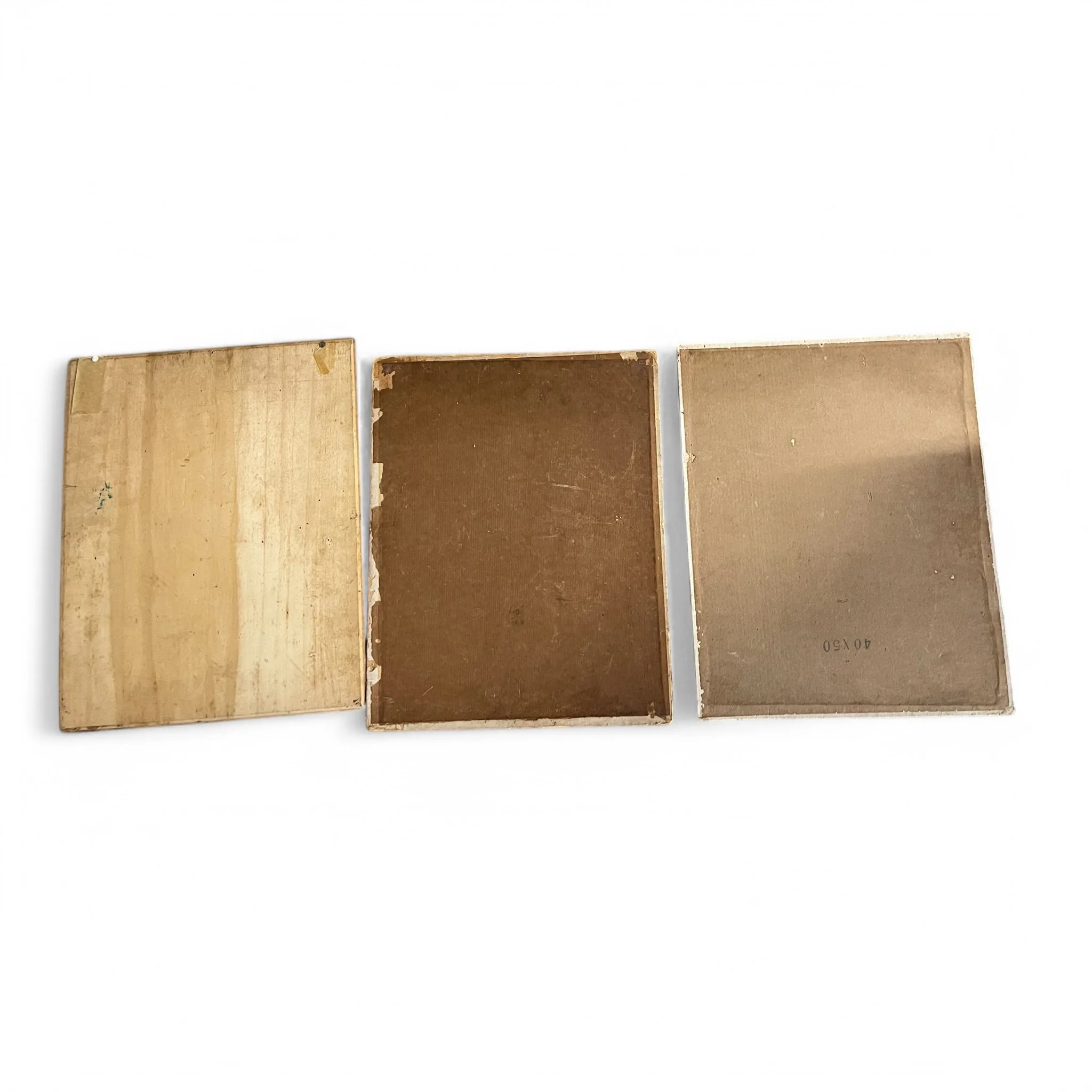 Rare set of 3 vintage mid century paintings on canvas board, featuring still life and impressionist designs. Includes pineapple, mountain landscape, and bottles with visible brushstrokes.