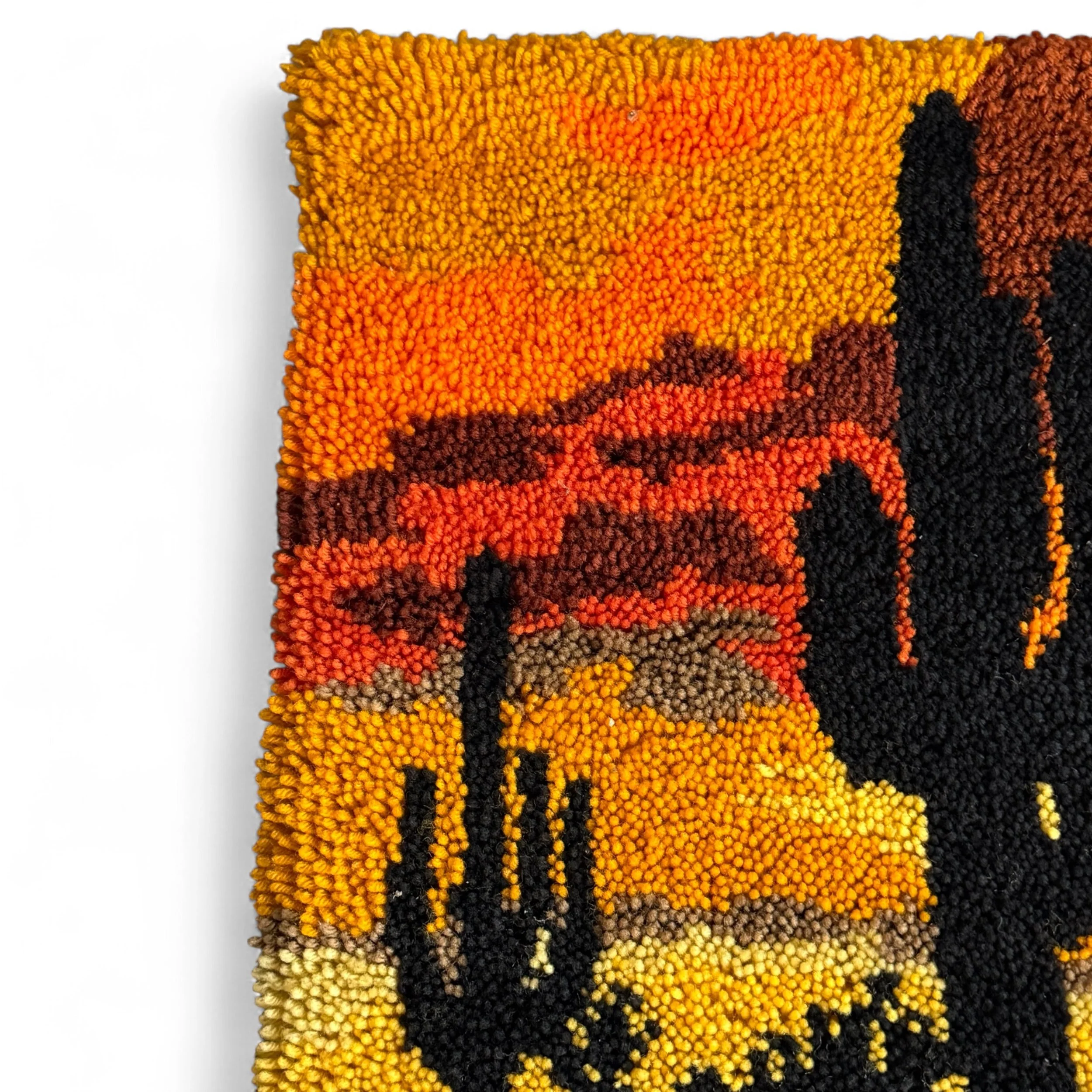 Handmade latch hook rug wall art, rustic Western style