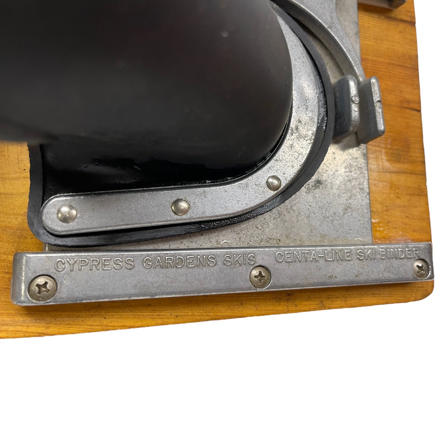 Vintage pair of Cypress Gardens trick wooden water skis, 19 3/4 inches with bindings.