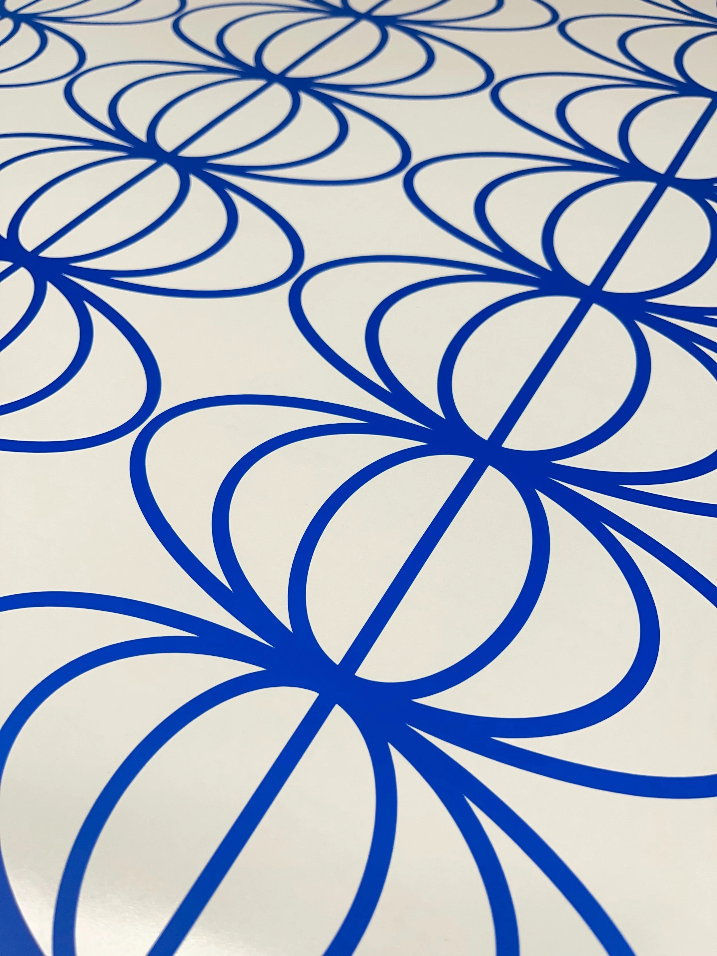 Geometric pattern vinyl wall decals shown in blue by Wall Star Graphics.