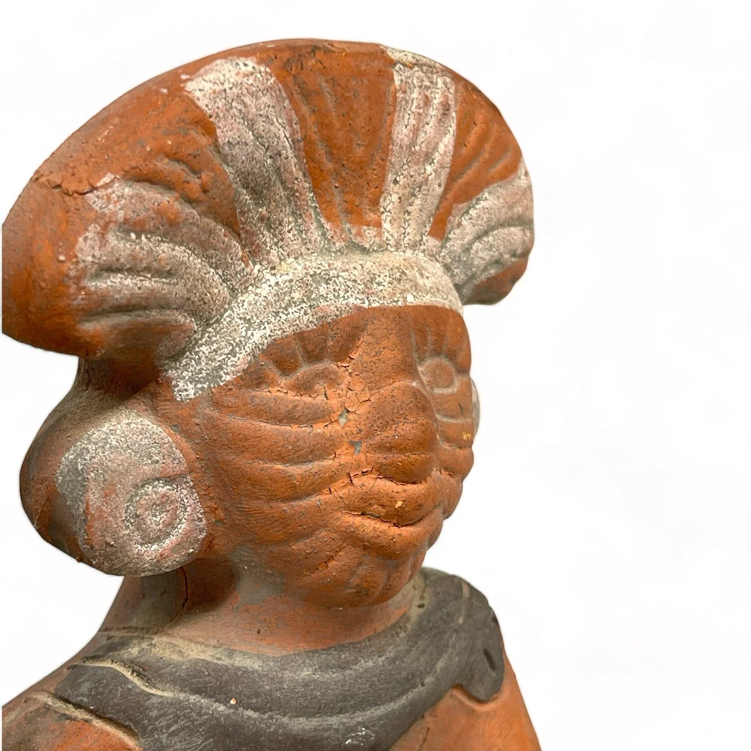 Vintage Mexican terracotta clay figures set with folk art style, including a dance and a couple.