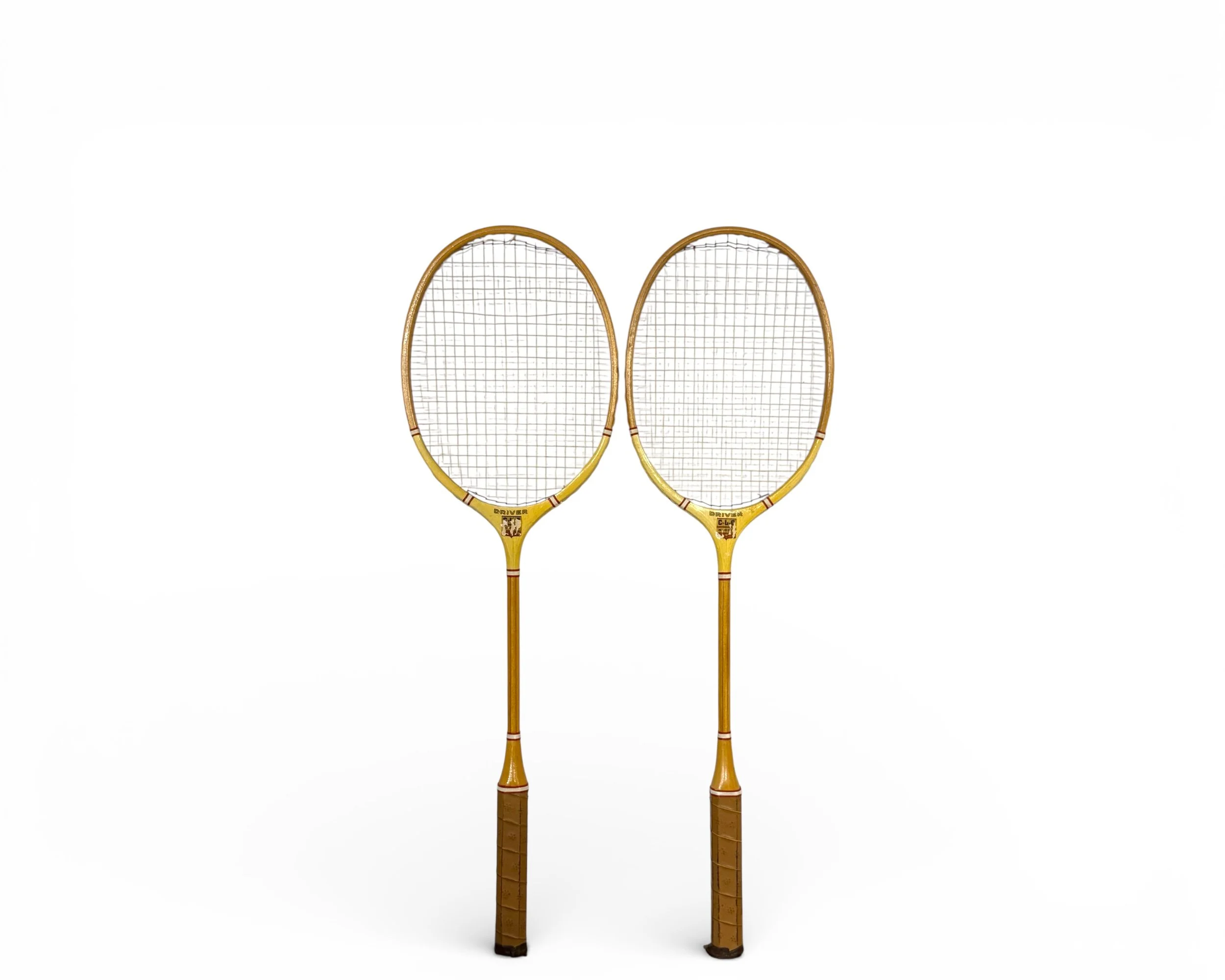 pair 1970s wooden badminton rackets