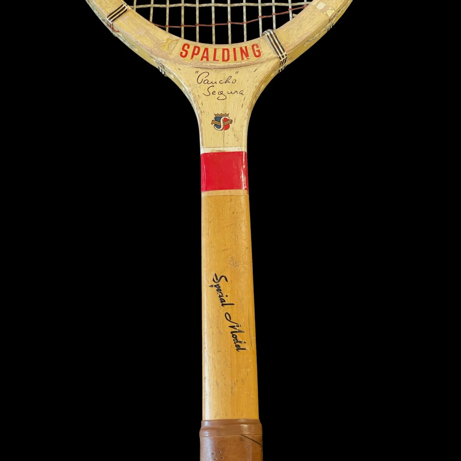 Vintage Wooden Tennis Racket Pair, Spalding Fast Flite, Paucho Segura Special Model with racket press, sports collectible game room decor.