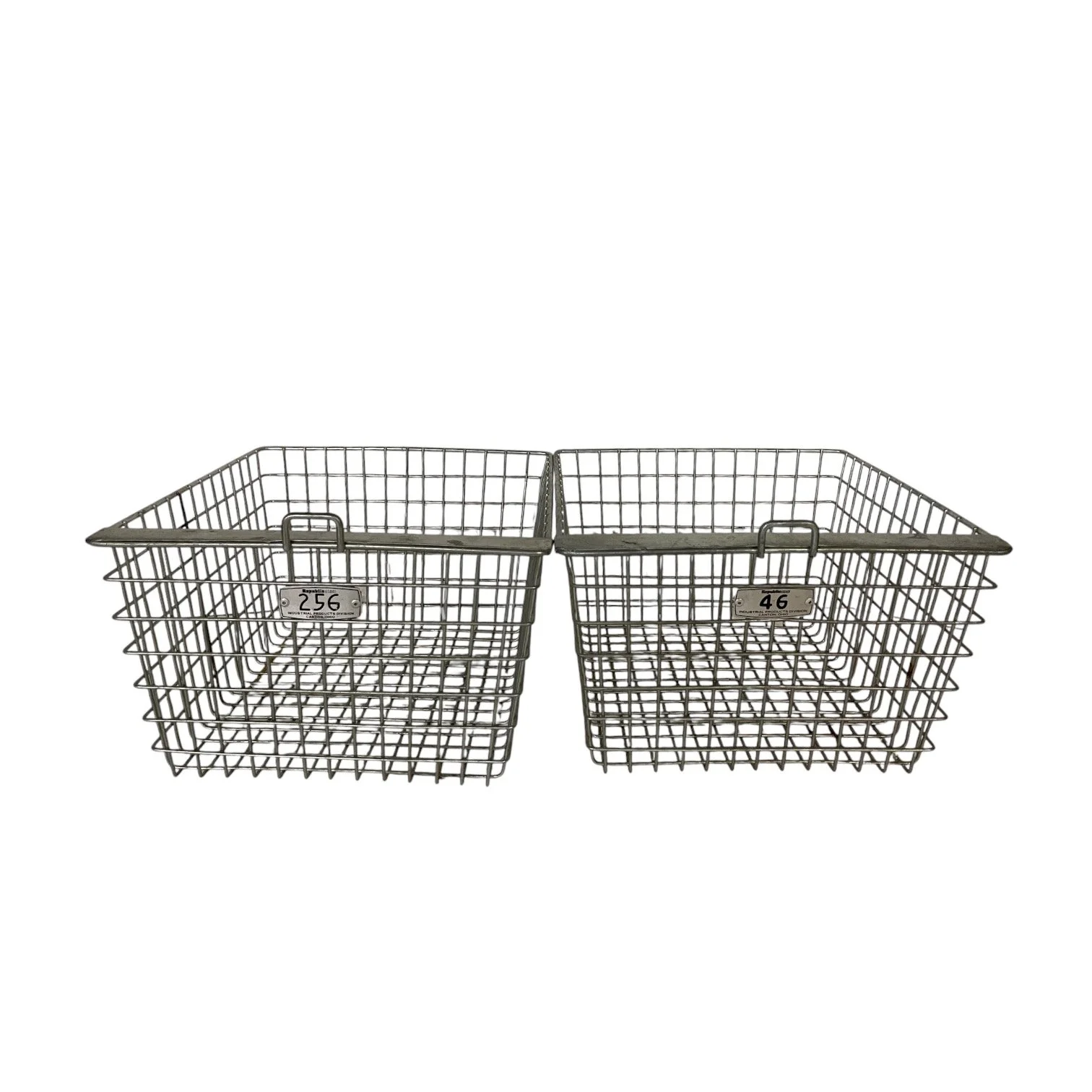 Vintage Metal Locker Baskets Set of 2 - Republic Steel, #256, #46