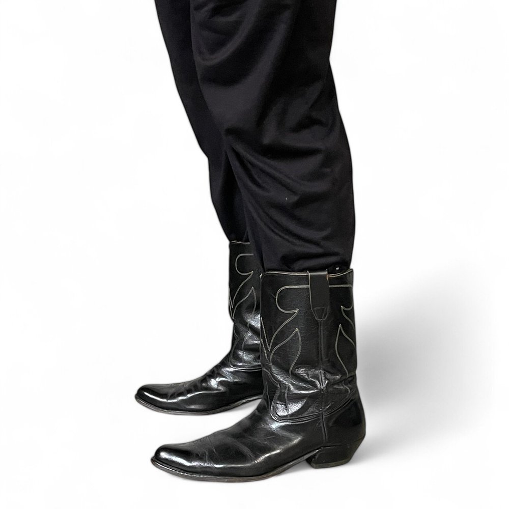 Vintage Wrangler Black Leather Cowboy Boots for Men  display picture 2