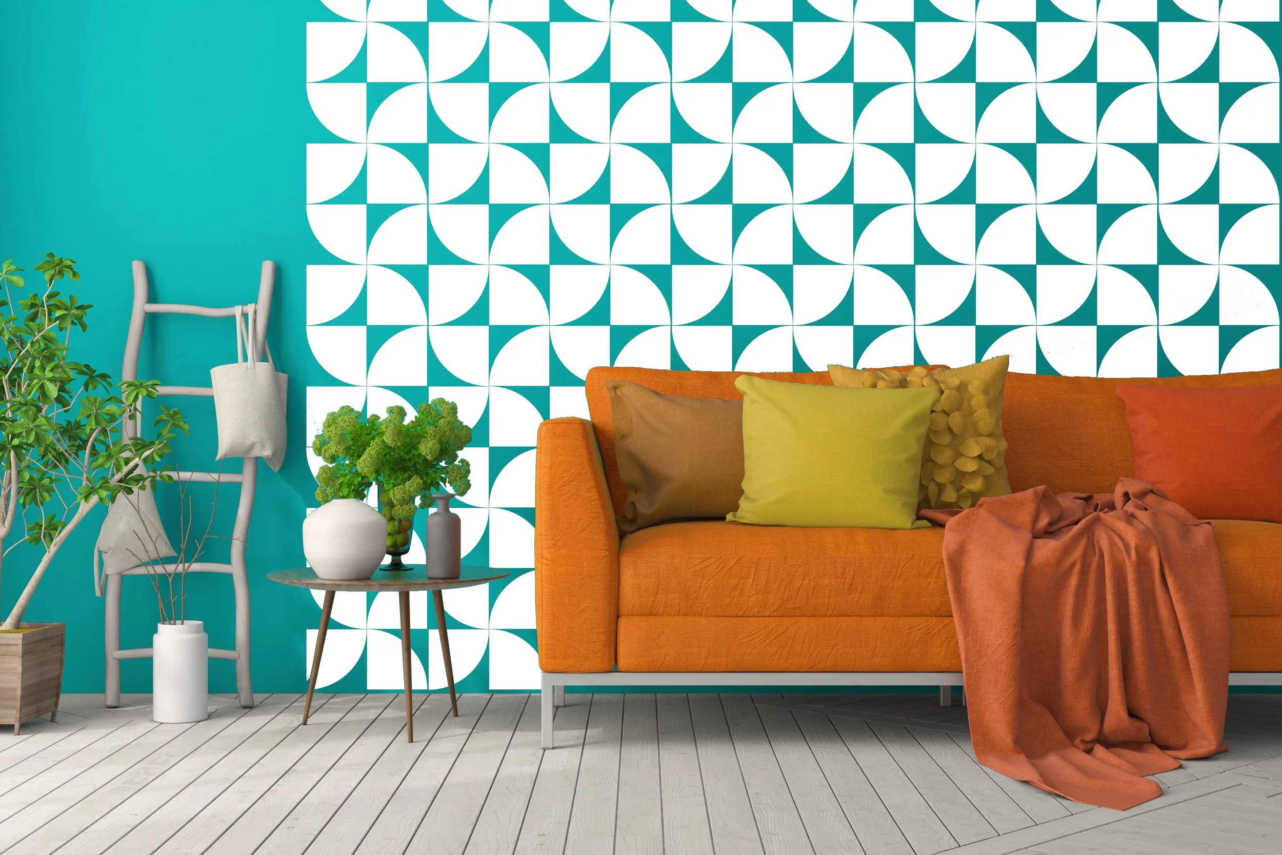 Bold, geometric pattern wall decals - modern, removable vinyl decor for living room, bedroom, nursery, or office. Easy peel and stick application for a stylish contemporary look.