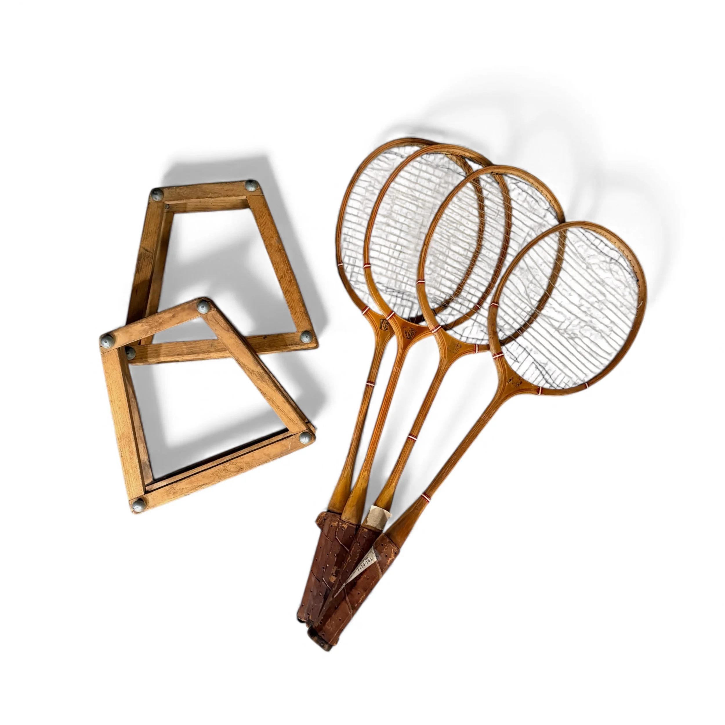 vintage wooden badminton rackets for sports themed interior decor