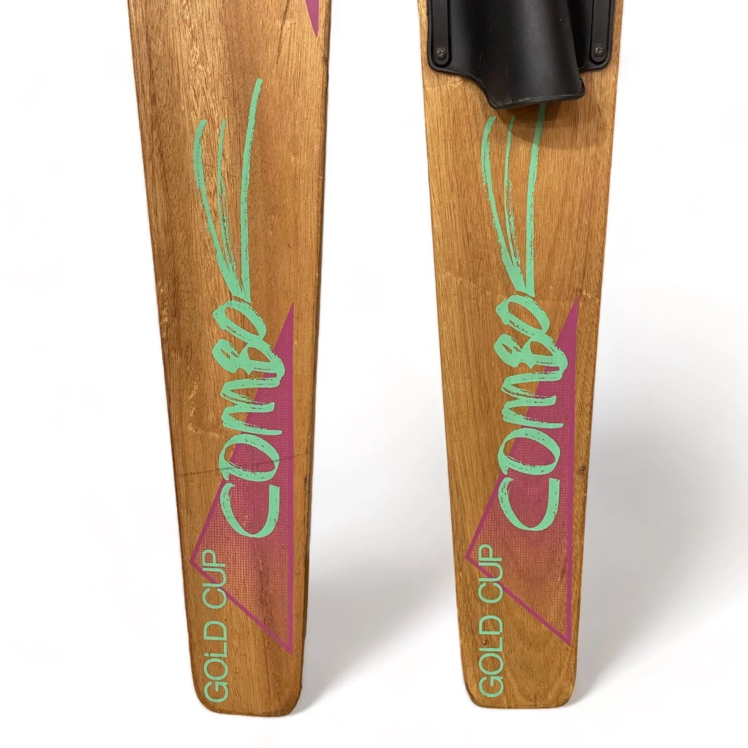 A pair of vintage wooden water skis - Nash Gold Cup Combo.