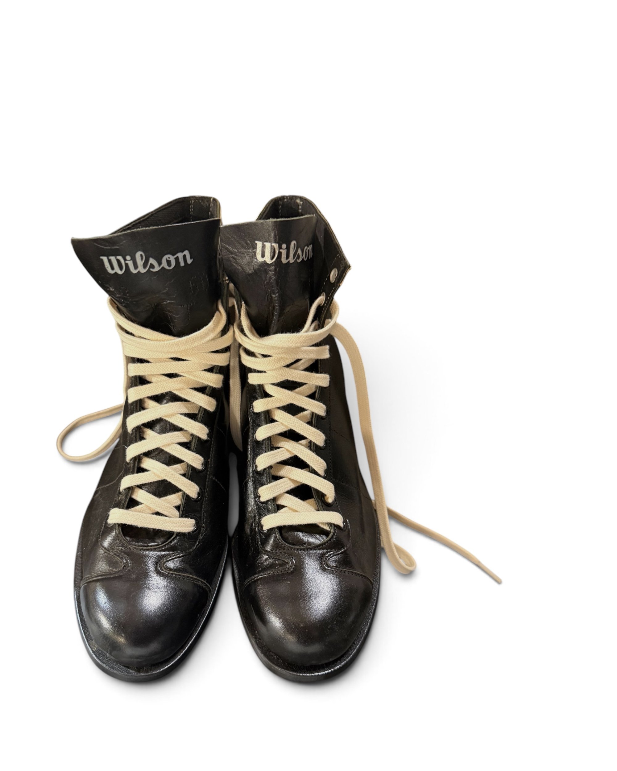 vintage black leather football cleats by Wilson NOS - Modern Artifact DecorPhotoroom_20260815_181014.JPG