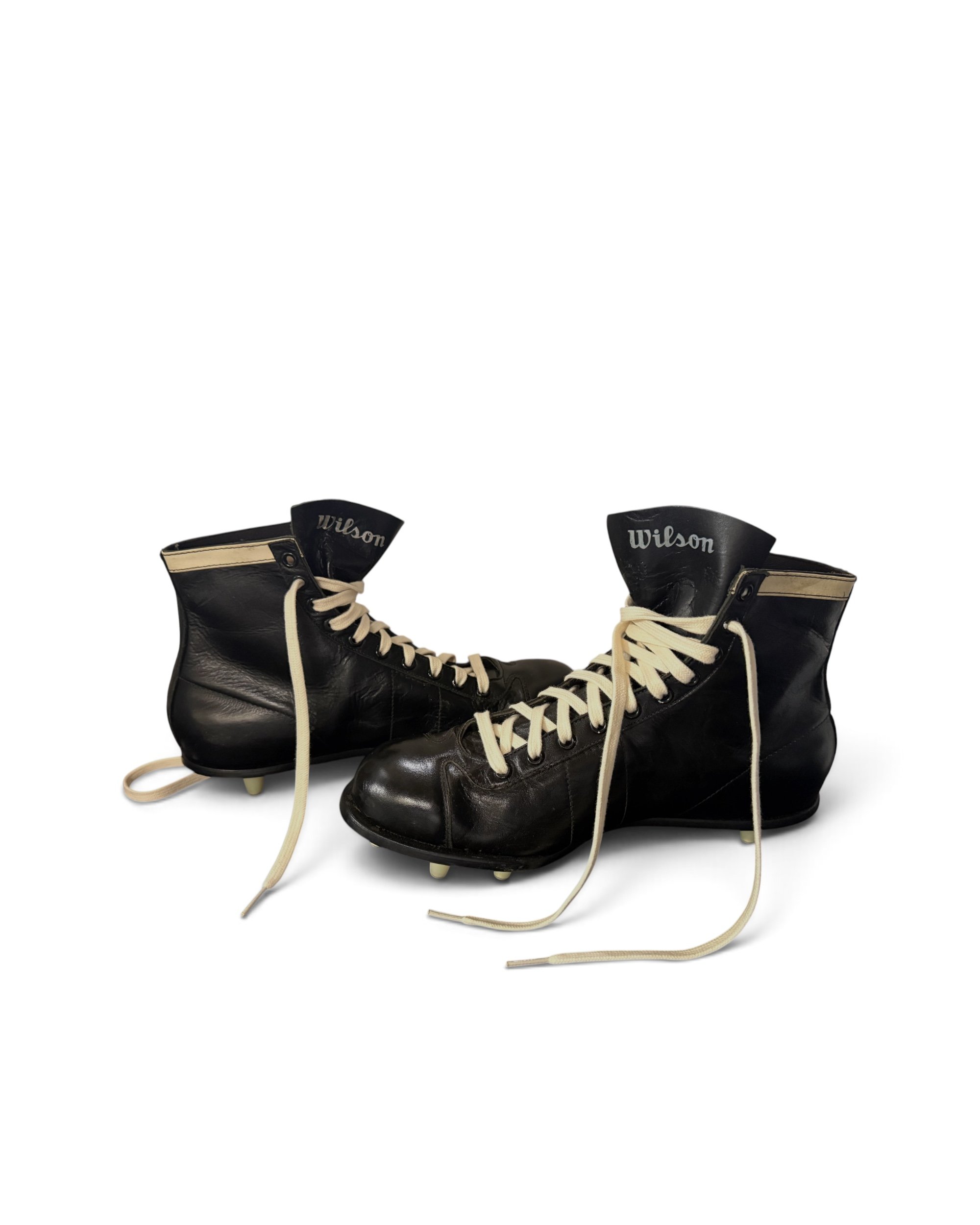 vintage black leather football cleats by Wilson NOS
