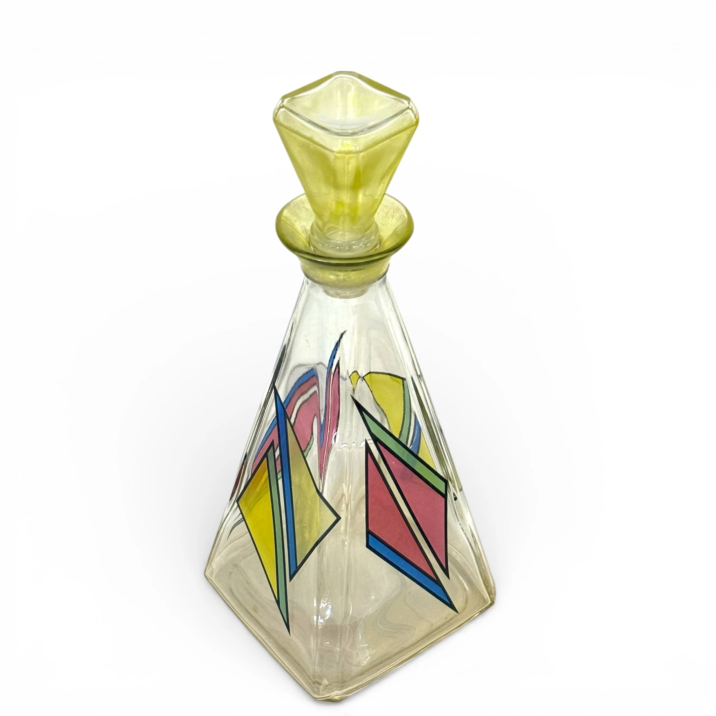 Top view of retro modern style Luigi Bormioli bar decanter, made in Italy