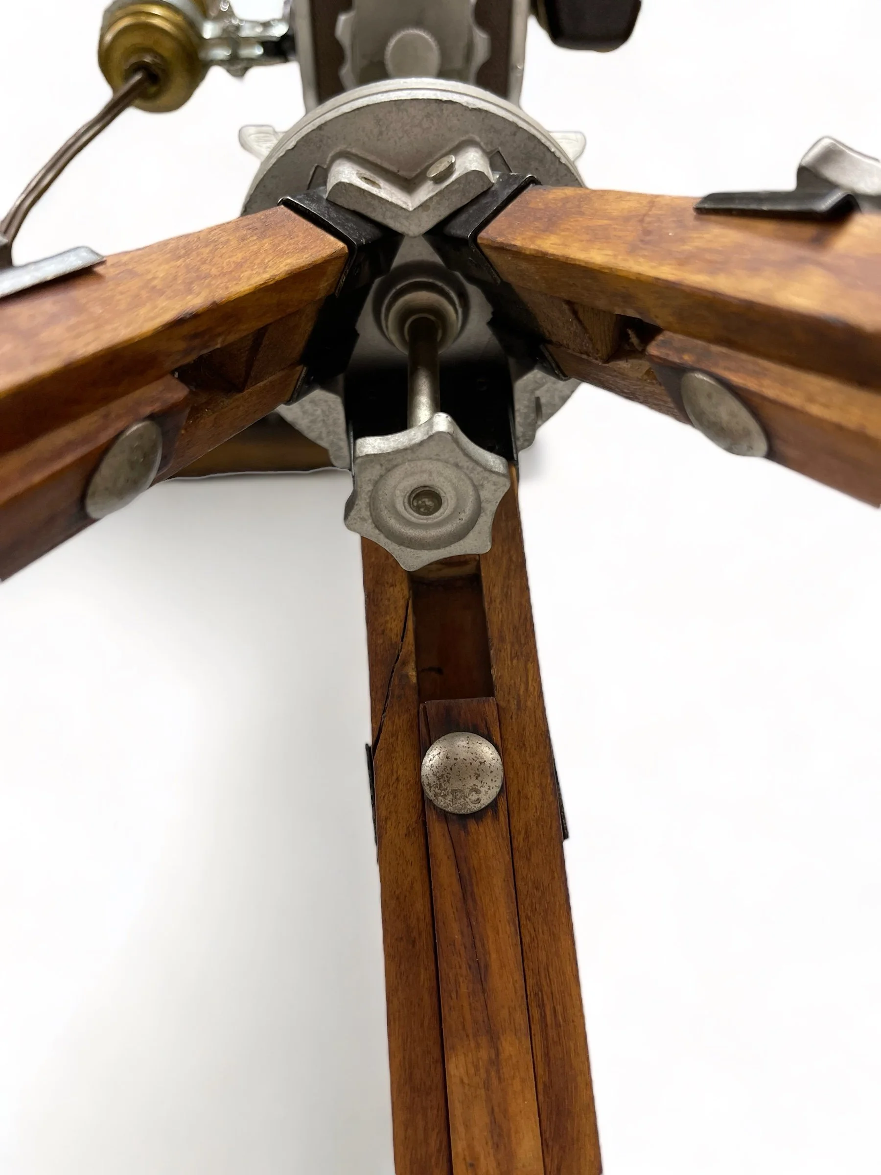 Vintage Kodak Duaflex IV Camera and Uni Colt Richards Engineering Wooden Tripod Floor Lamp