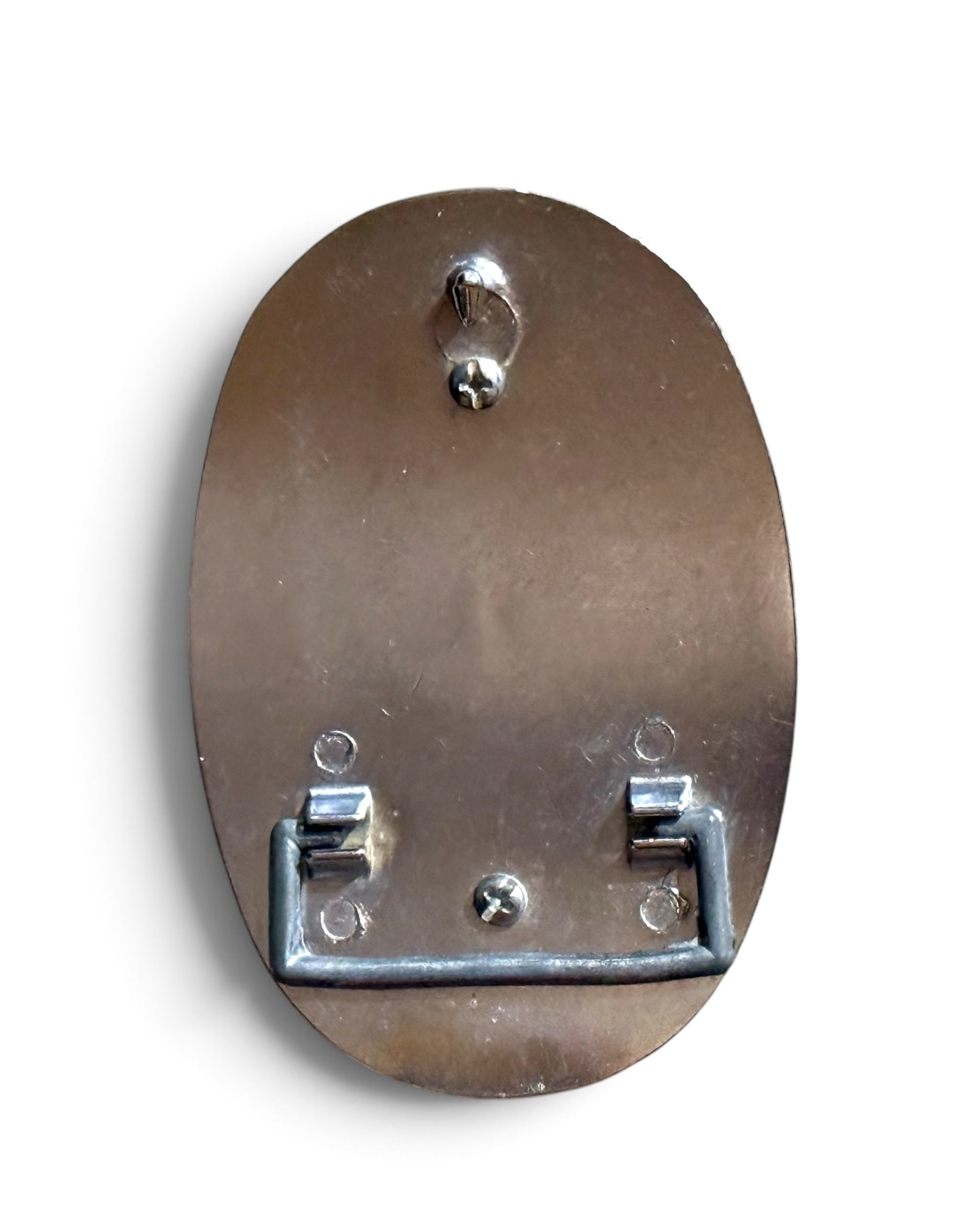 back view of vintage silver belt buckle