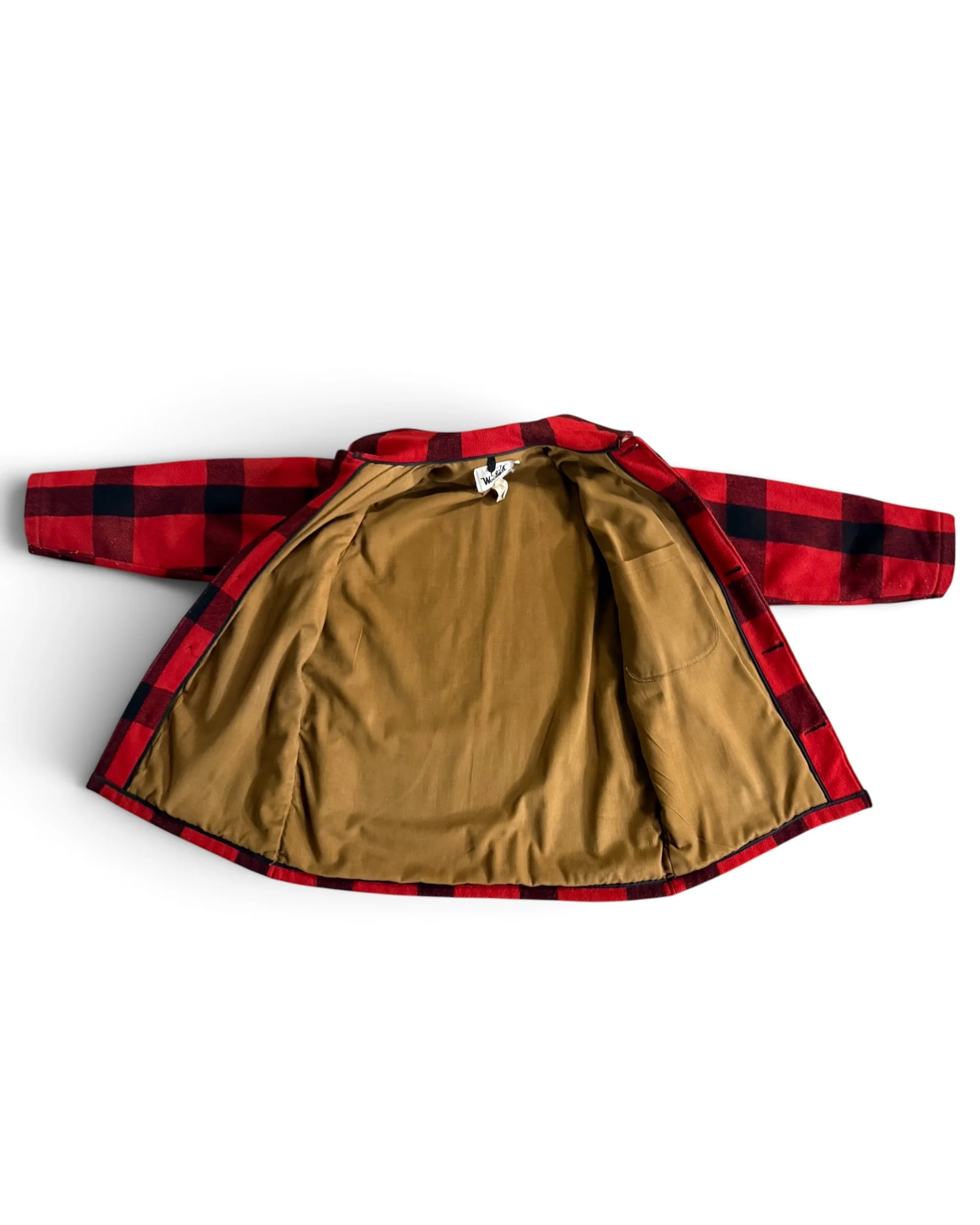 vintage heritage wear black red plaid jacket with tan lining