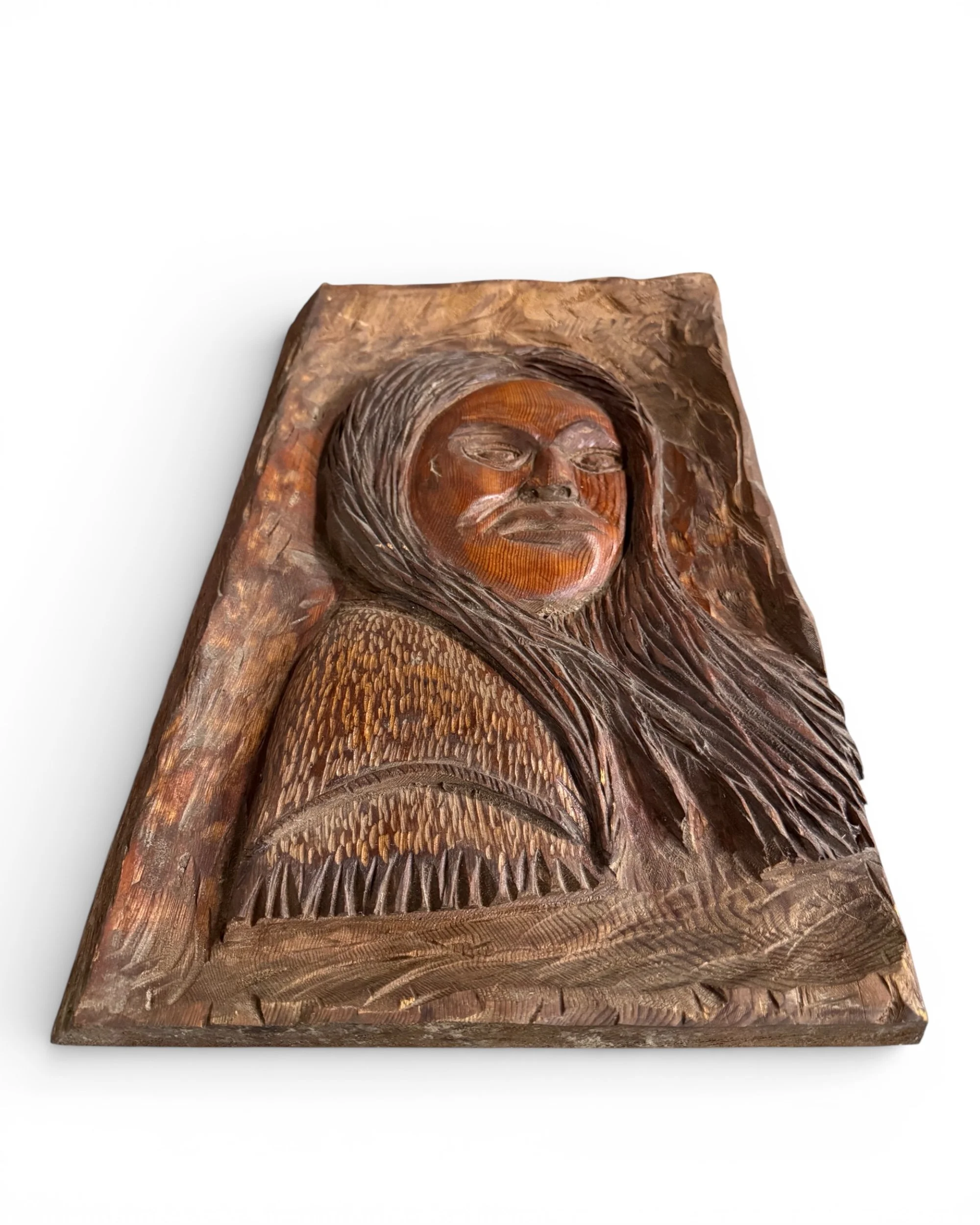 Photoroom_20260306_005048vintage hand carved wooden art Native portrait - Modern Artifact Decor.JPG