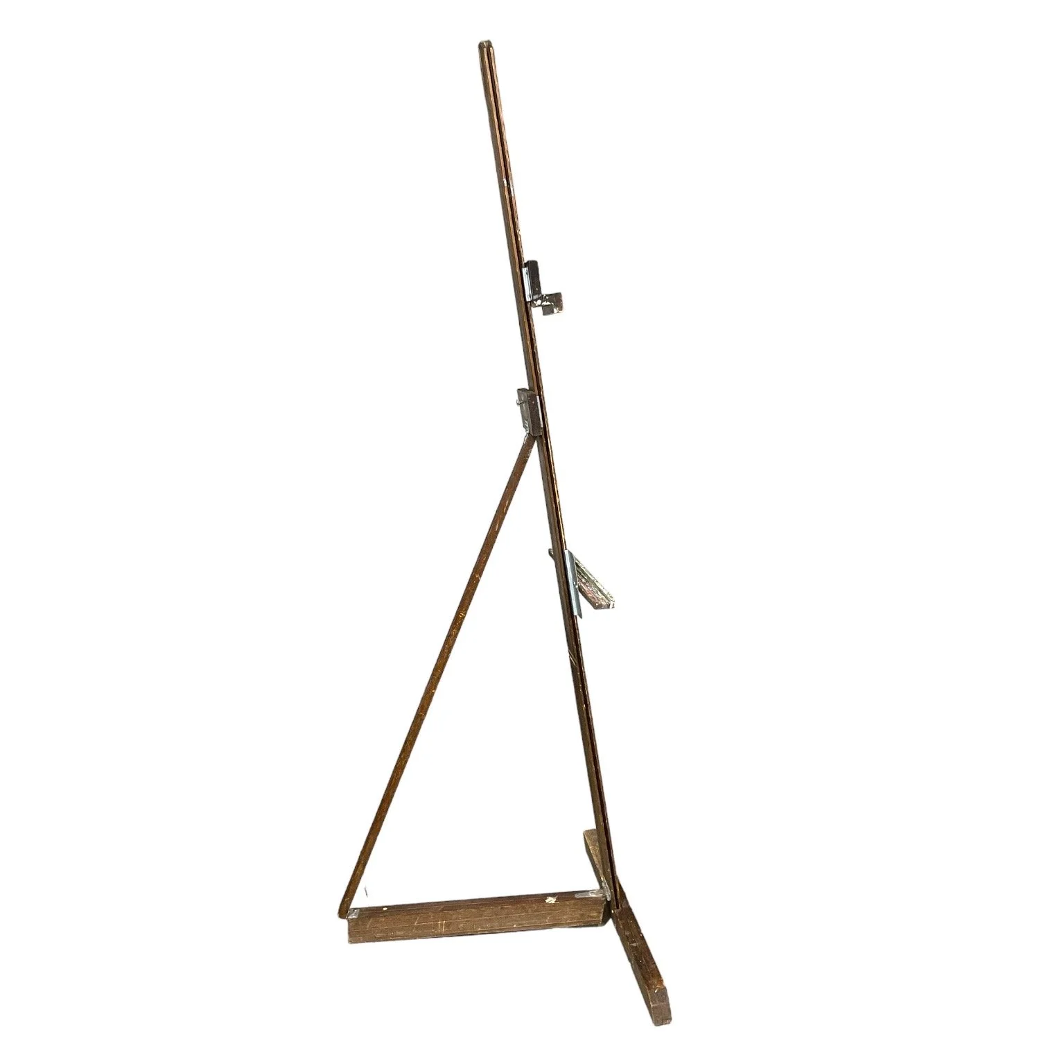 side view of Anco Bilt style large vintage wooden floor easel