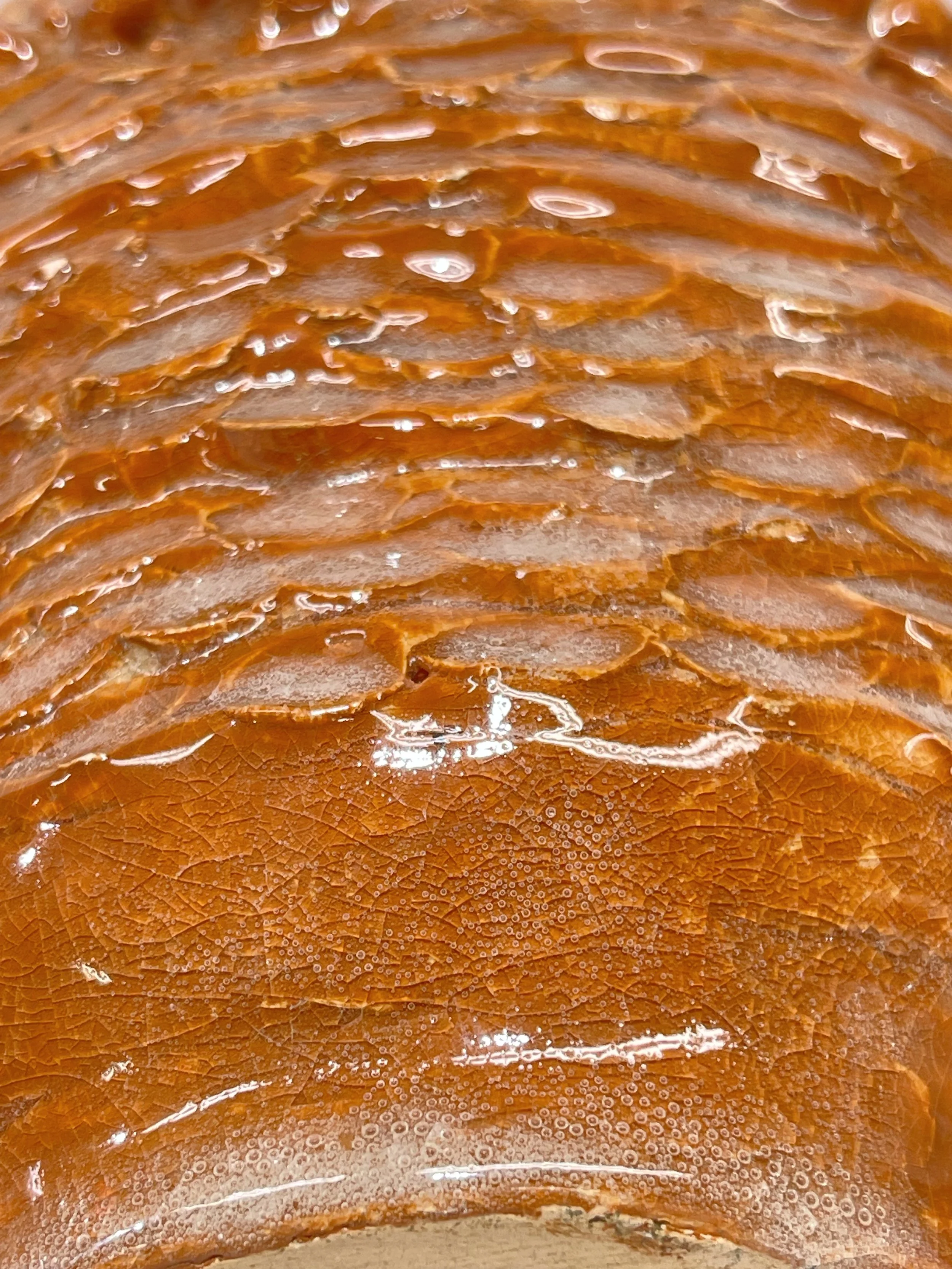 Vintage glazed studio pottery vase, geometric southwestern design, earth tone color, 1970s signed and dated by artist, unique design