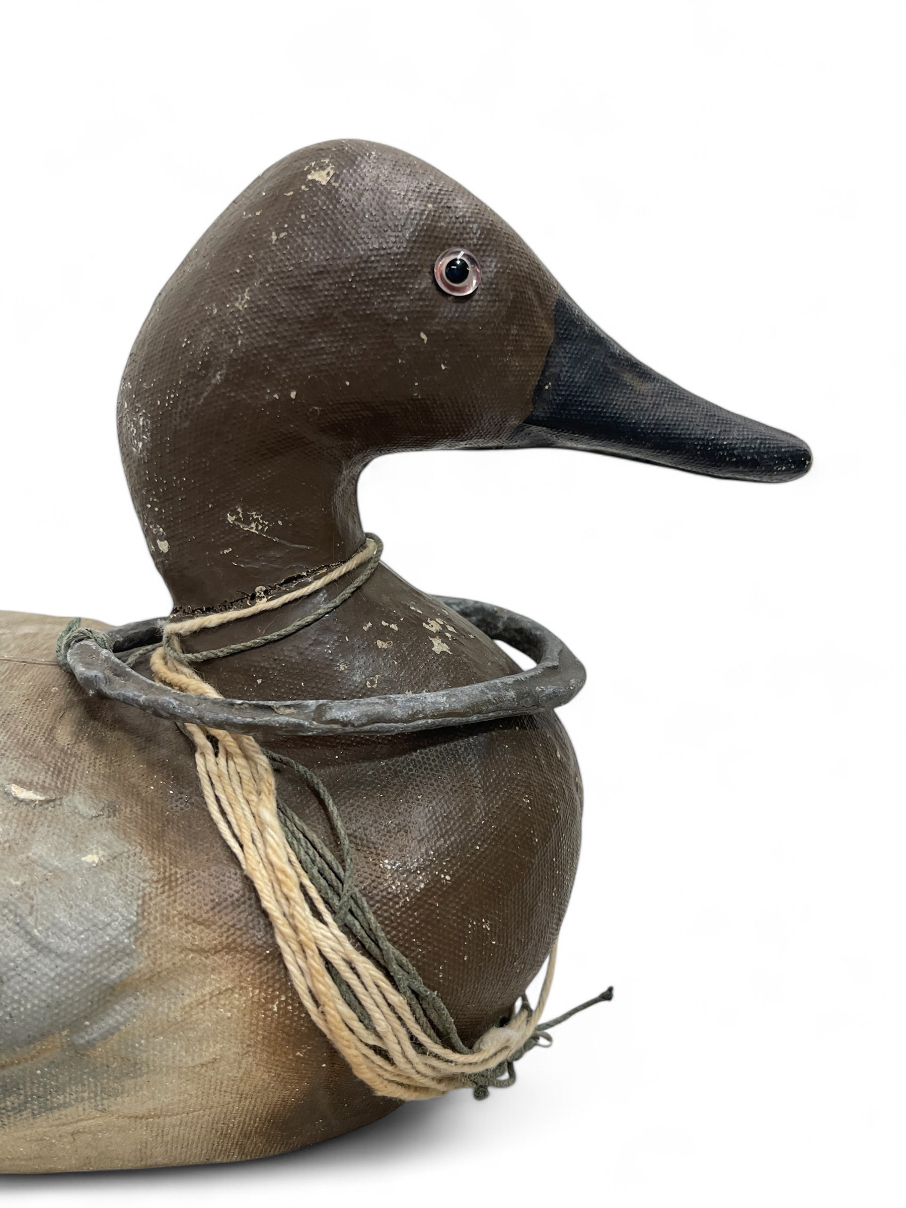Vintage 1945 Veri Lite duck decoy made of fiber, paper mache, by Animal Trap Company. Made in USA.