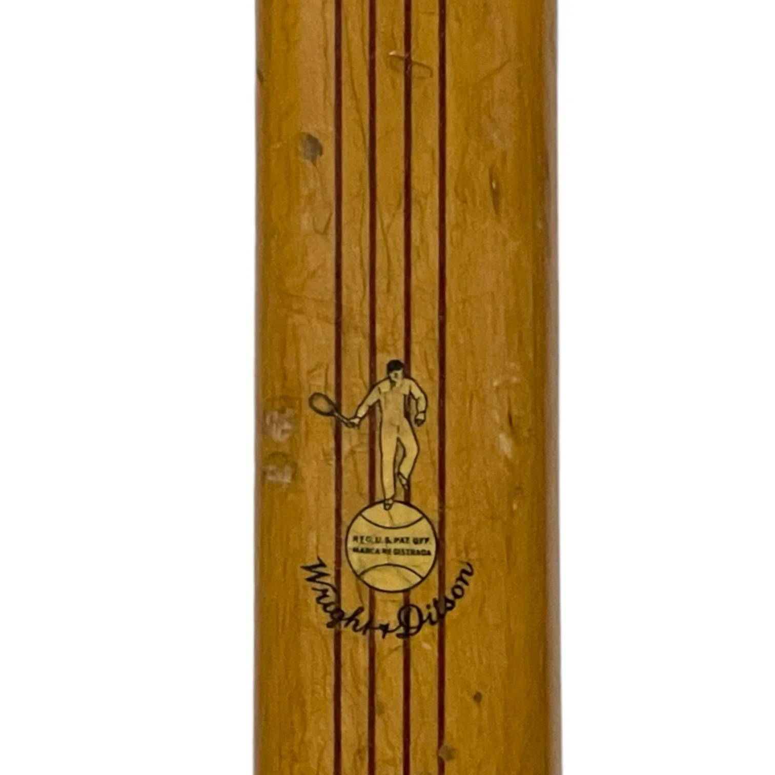 Vintage pair of wooden tennis rackets by Wright & Ditson and Playrite with wood press and canvas covers.