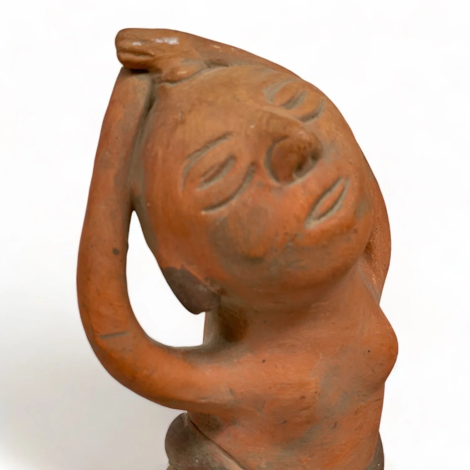 Vintage Mexican terracotta clay figures set with folk art style, including a dance and a couple.