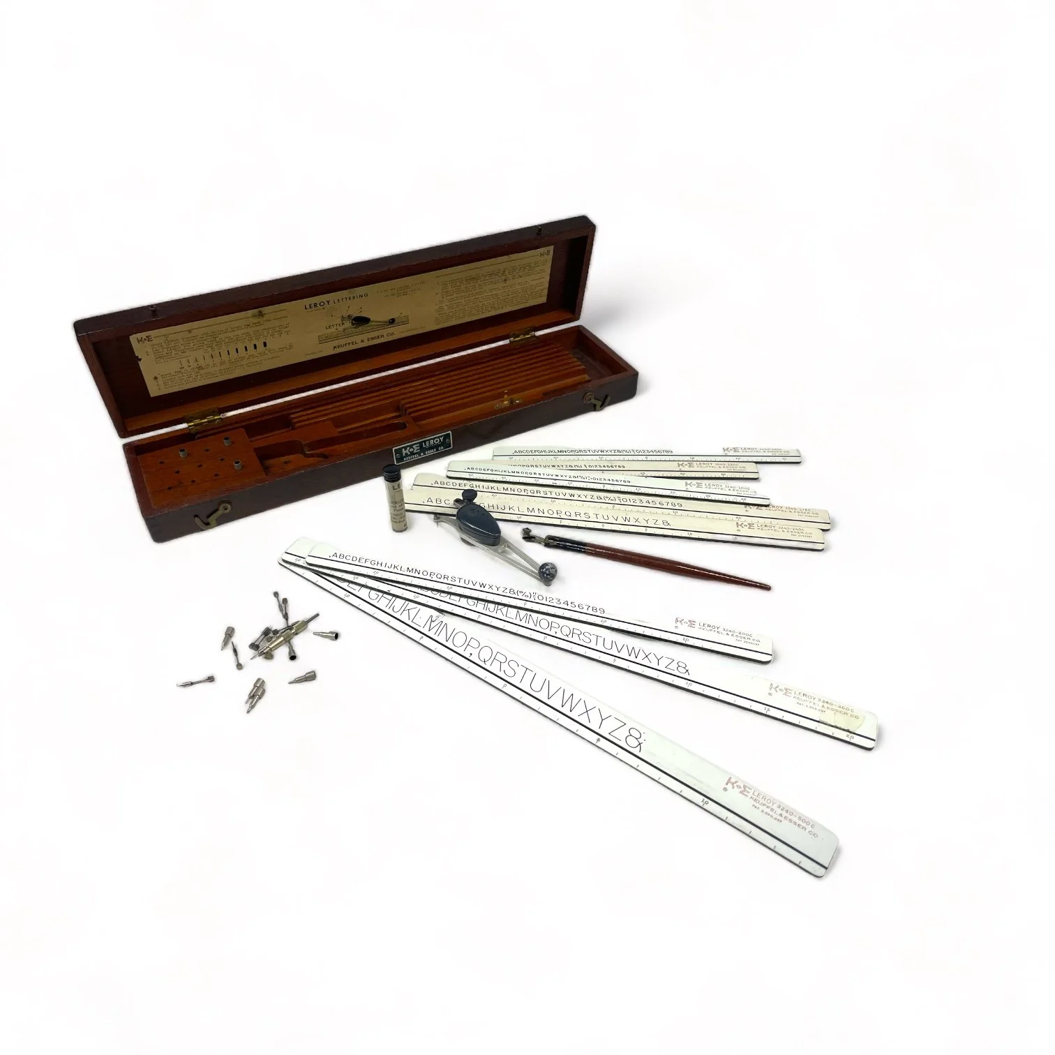 Vintage Keuffel Esser lettering kit with case.