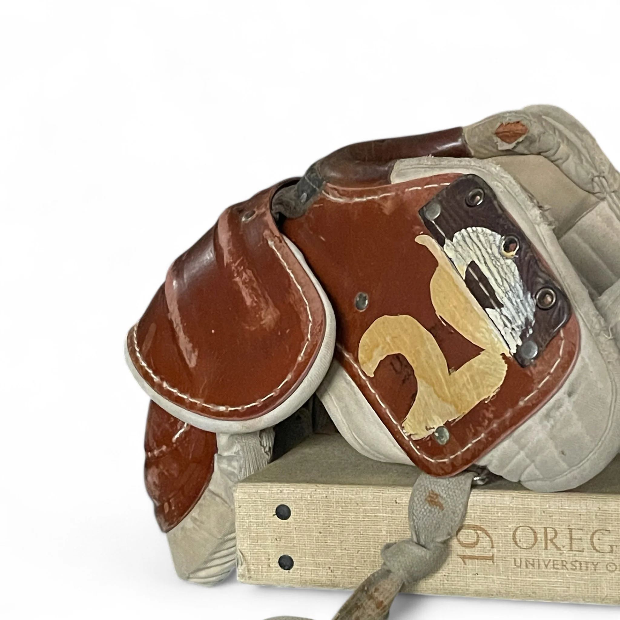 Vintage 1950s set of Wilson football pads for decor use in a game room, locker room, or man cave.