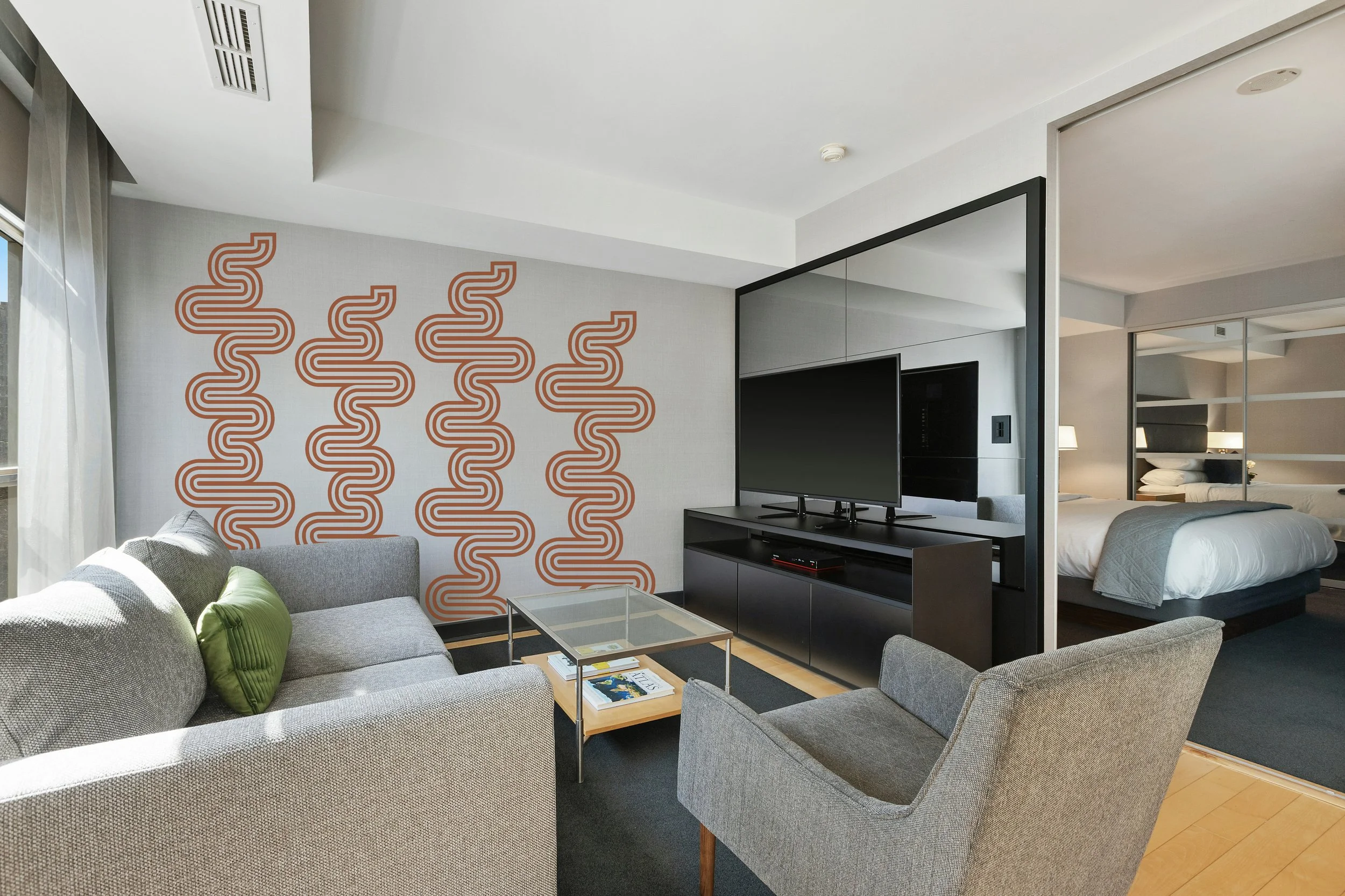 Modern mid-century inspired wall art decal for renters.