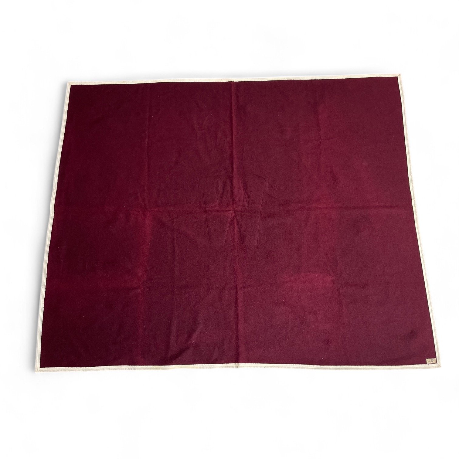 Vintage dark red and white wool scollegiate blanket by HL Whiting Company, Los Angeles