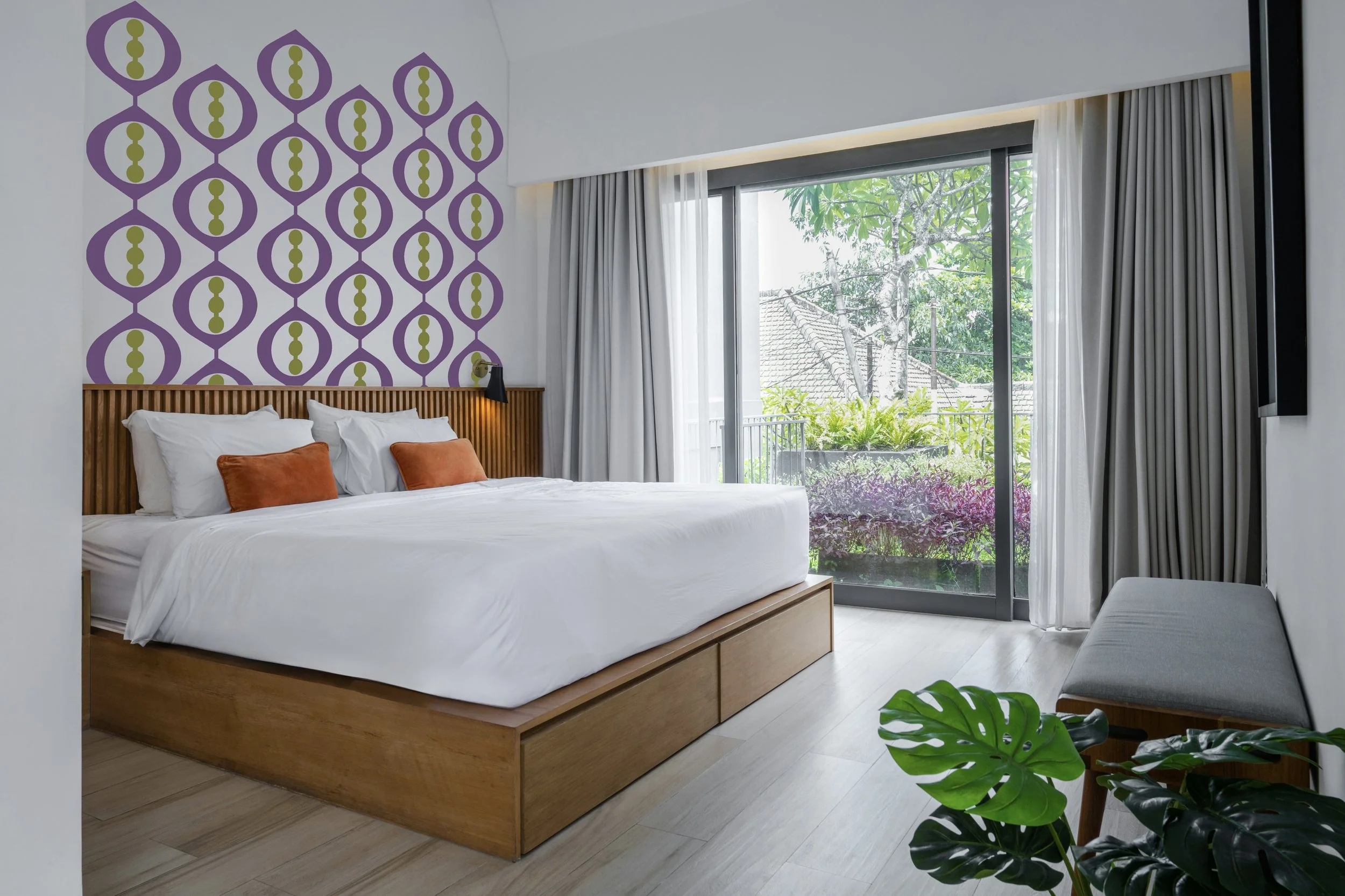 Retro geometric removable wall decal mid century modern interior bedroom decor