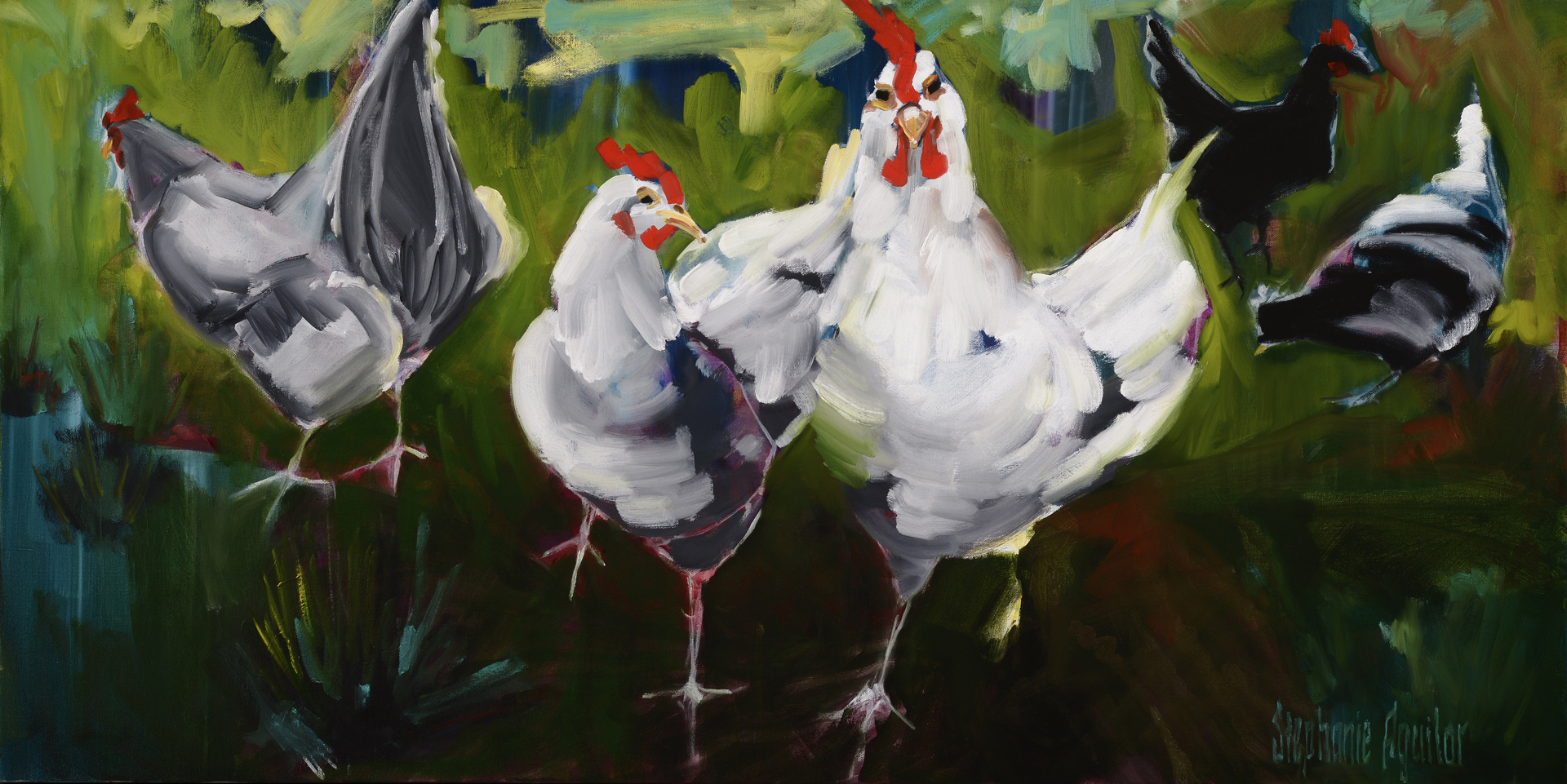 What the Cluck?, 2016, 24"x48", private collection