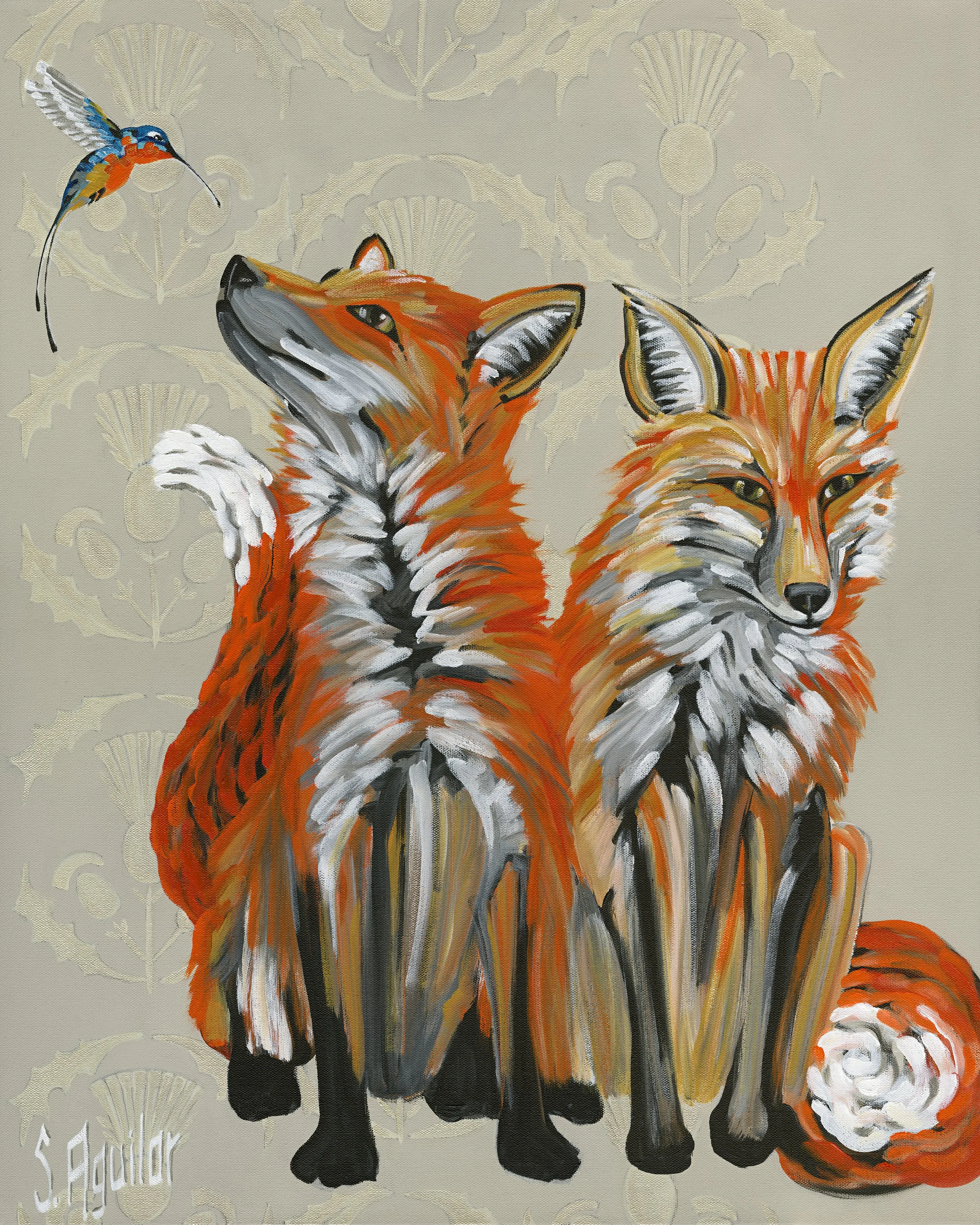 Foxes and Hummingbird-medium.jpg