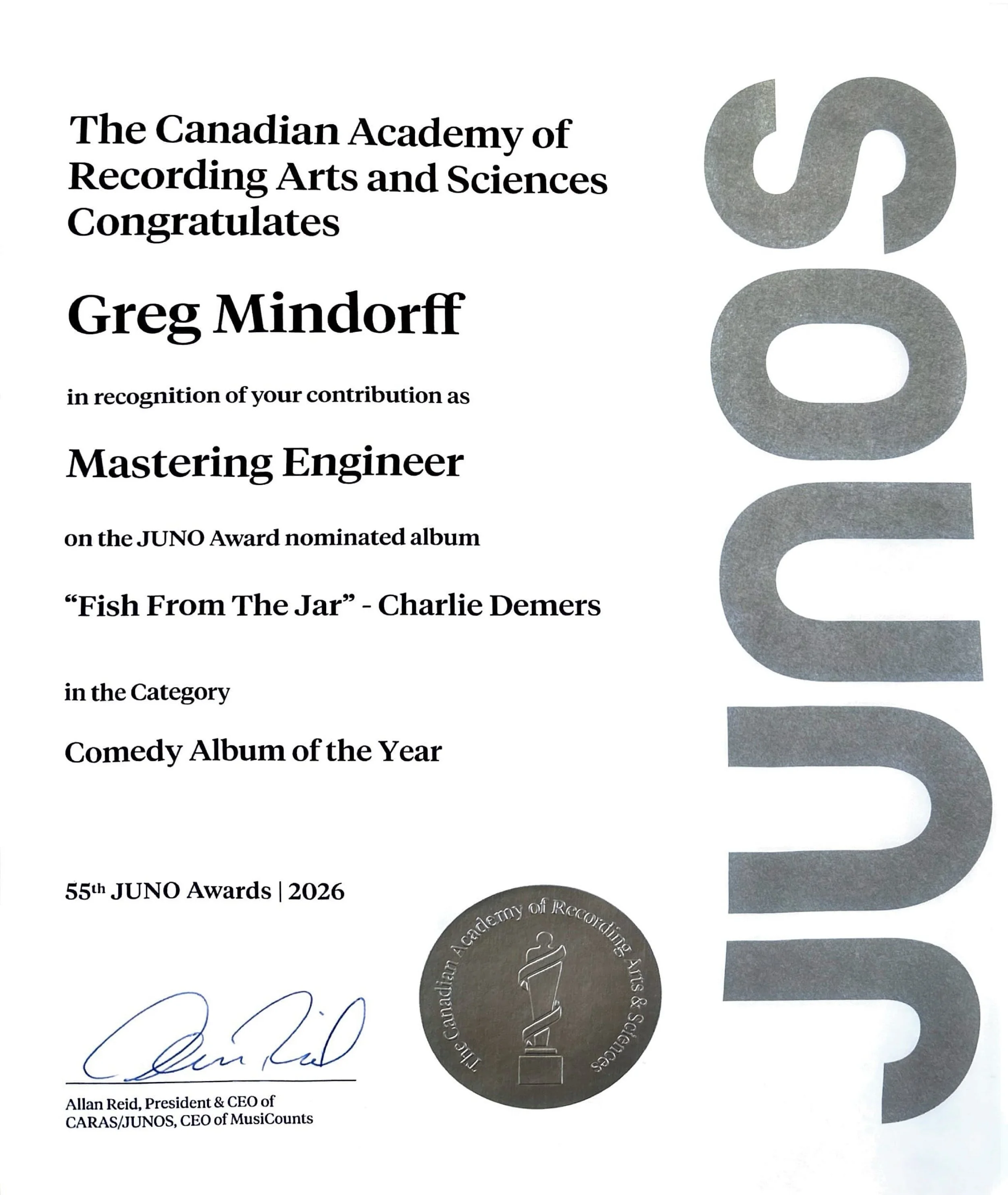 Juno Certificate 2026-Charlie Demers.jpg