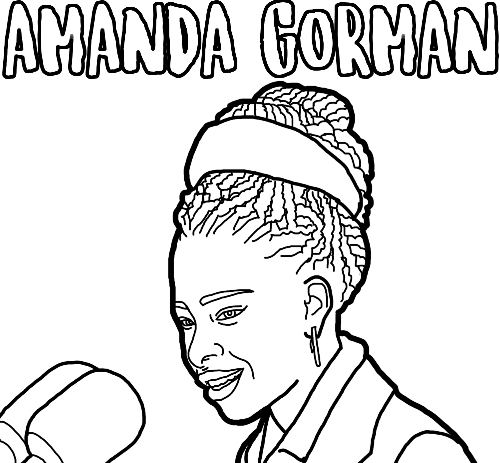 Amanda Gorman Coloring Page By - Image Asset 