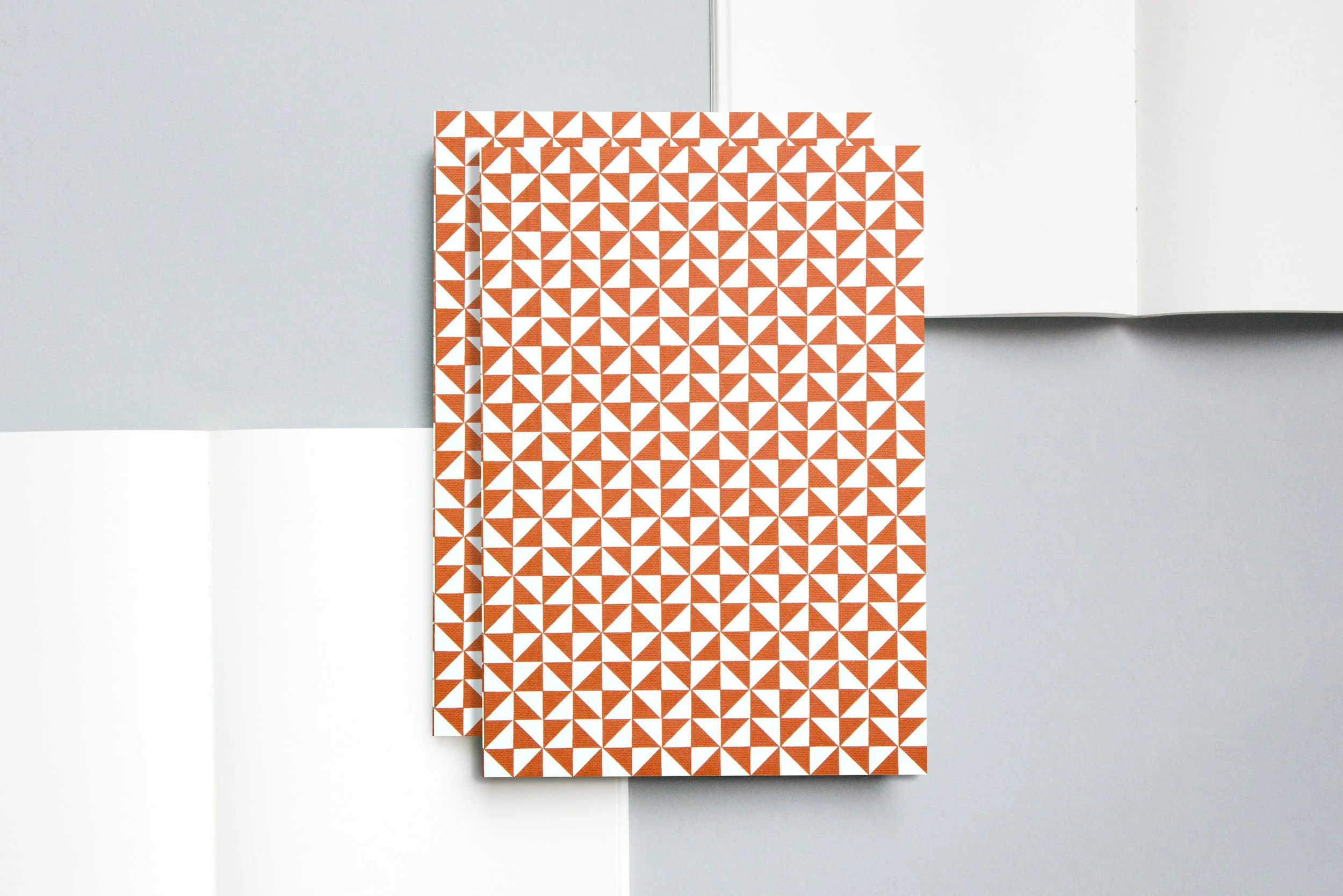 A5021ML - Layflat Notebook, Kaffe Print in Brick Red and Ruled, ola.jpg