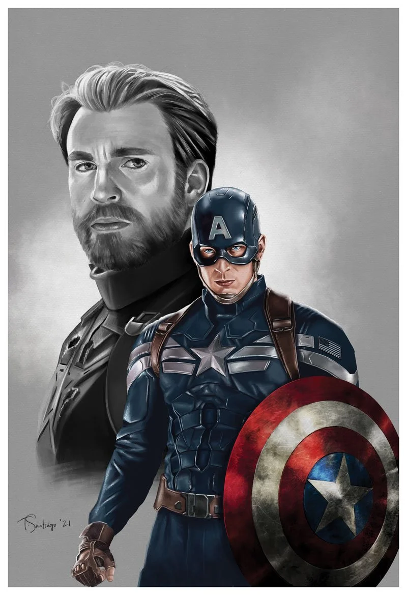 captain america steve rogers fan art by artist tony santiago