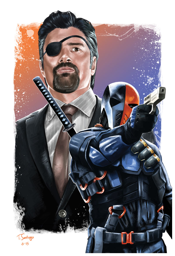 deathstroke slade wilson dc fan art by artist tony santiago.