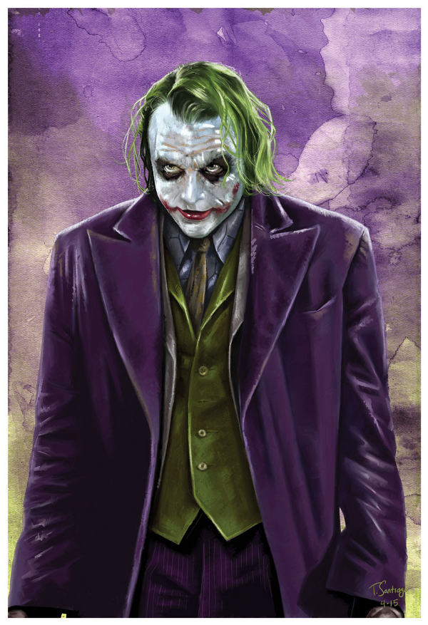 joker heath ledger dc fan art by artist tony santiago
