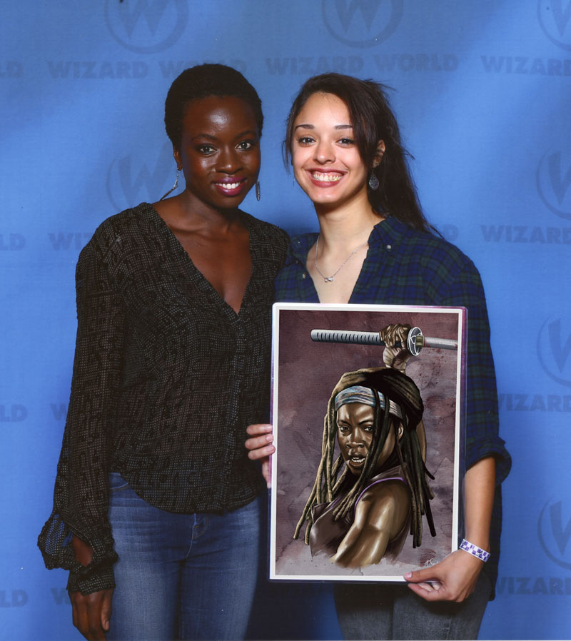 danai gurira plays michonne on the walking dead holding michonne fan art by tony santiago