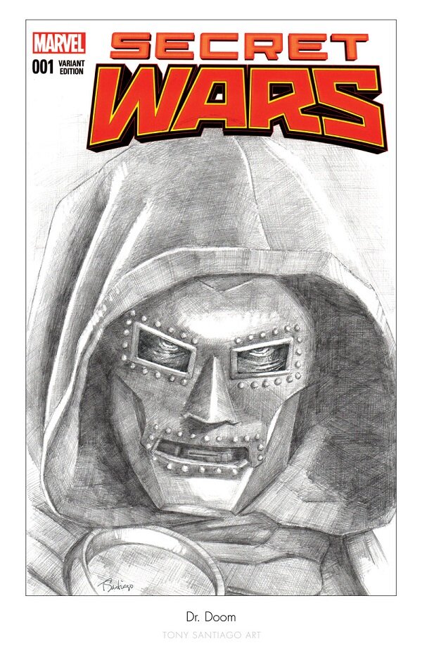 dr doom sketch cover fan art by artist tony santiago